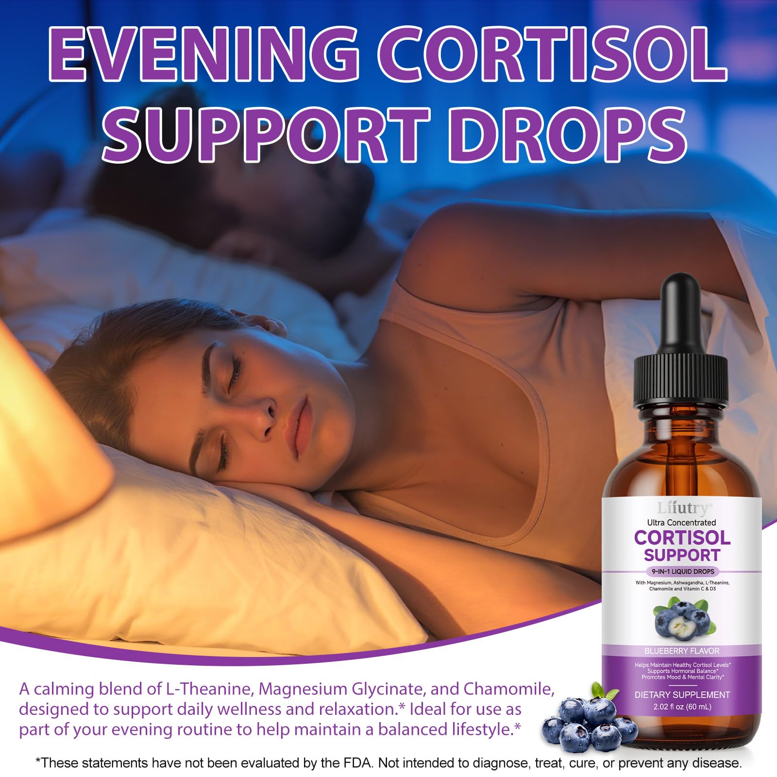 Cortisol Supplements for Women & Men, Cortisol Reducer 10 In 1 Cortisol Detox Liquid Drops with Magnesium, Ashwagandha, L-Theanine Liquid Drops, Hormone Balanced,Promotes Mood & Mental Clarity 2 Fl.Oz - OzHealthStandard