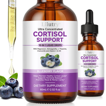Cortisol Supplements for Women & Men, Cortisol Reducer 10 In 1 Cortisol Detox Liquid Drops with Magnesium, Ashwagandha, L-Theanine Liquid Drops, Hormone Balanced,Promotes Mood & Mental Clarity 2 Fl.Oz - OzHealthStandard