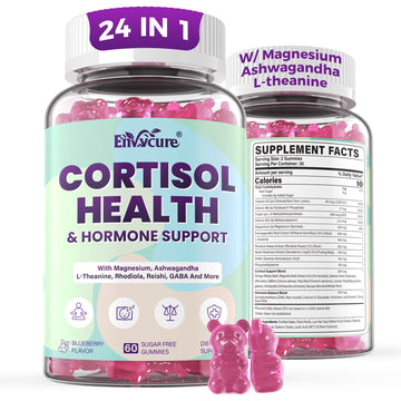 Cortisol Supplements for Women & Men, Cortisol Reducer Gummies w/ Magnesium, Ashwagandha, L-Theanine, Rhodiola, Reishi, 24 IN 1 Cortisol Detox Manager for Calm Mood, Focus & Relaxation,Vegan, 120 Cts - OzHealthStandard