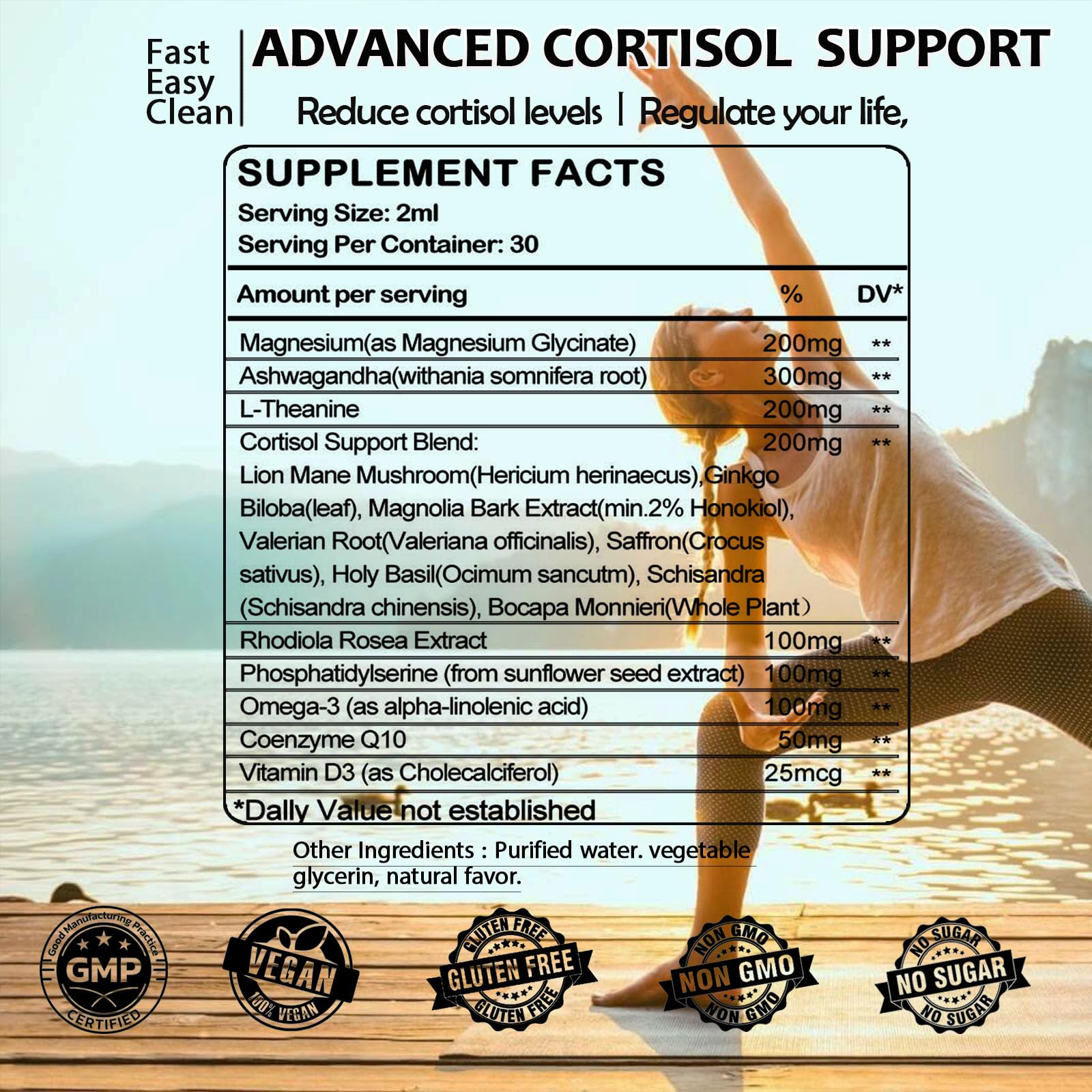 Cortisol Supplements for Women & Men, Cortisol Reducer Manager Detox Liquid Drops Extra Strength Magnesium Glycinate 200mg, L-Theanine & Ashwagandha丨Hormone Balance, Relaxation & Recess Mood - OzHealthStandard