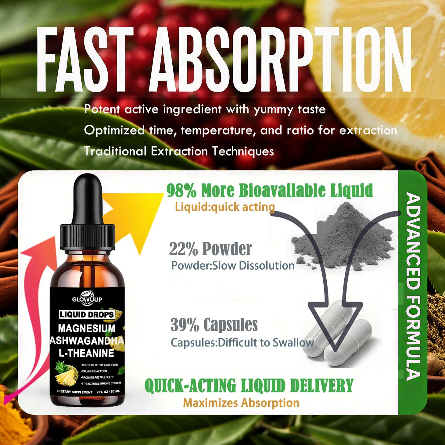 Cortisol Supplements for Women & Men, Cortisol Reducer Manager Detox Liquid Drops Extra Strength Magnesium Glycinate 200mg, L-Theanine & Ashwagandha丨Hormone Balance, Relaxation & Recess Mood - OzHealthStandard