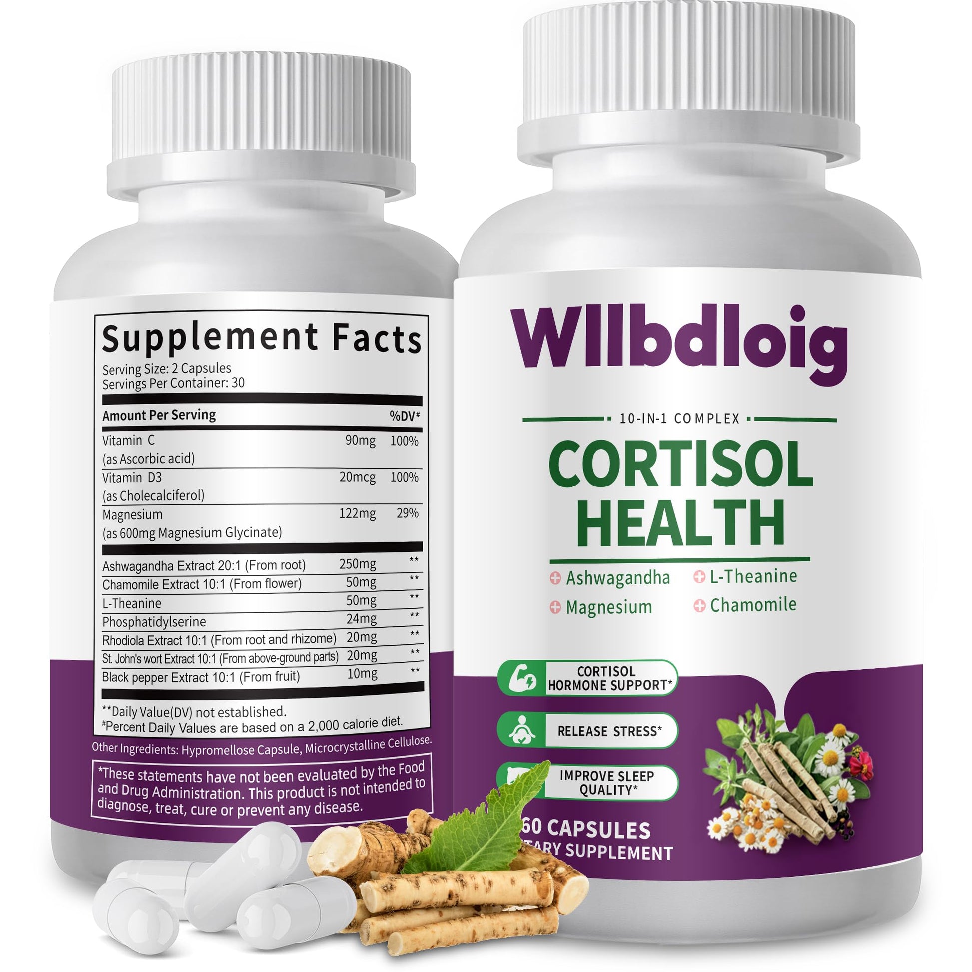 Cortisol Supplements for Women Men, High Cortisol Reducer Health, Detox Cortisol Manager for Stress Relief ,Mood and Sleep with Ashwagandha, L-Theanine, Lower and Control - Non-GMO,Vegan 60 Capsules - OzHealthStandard