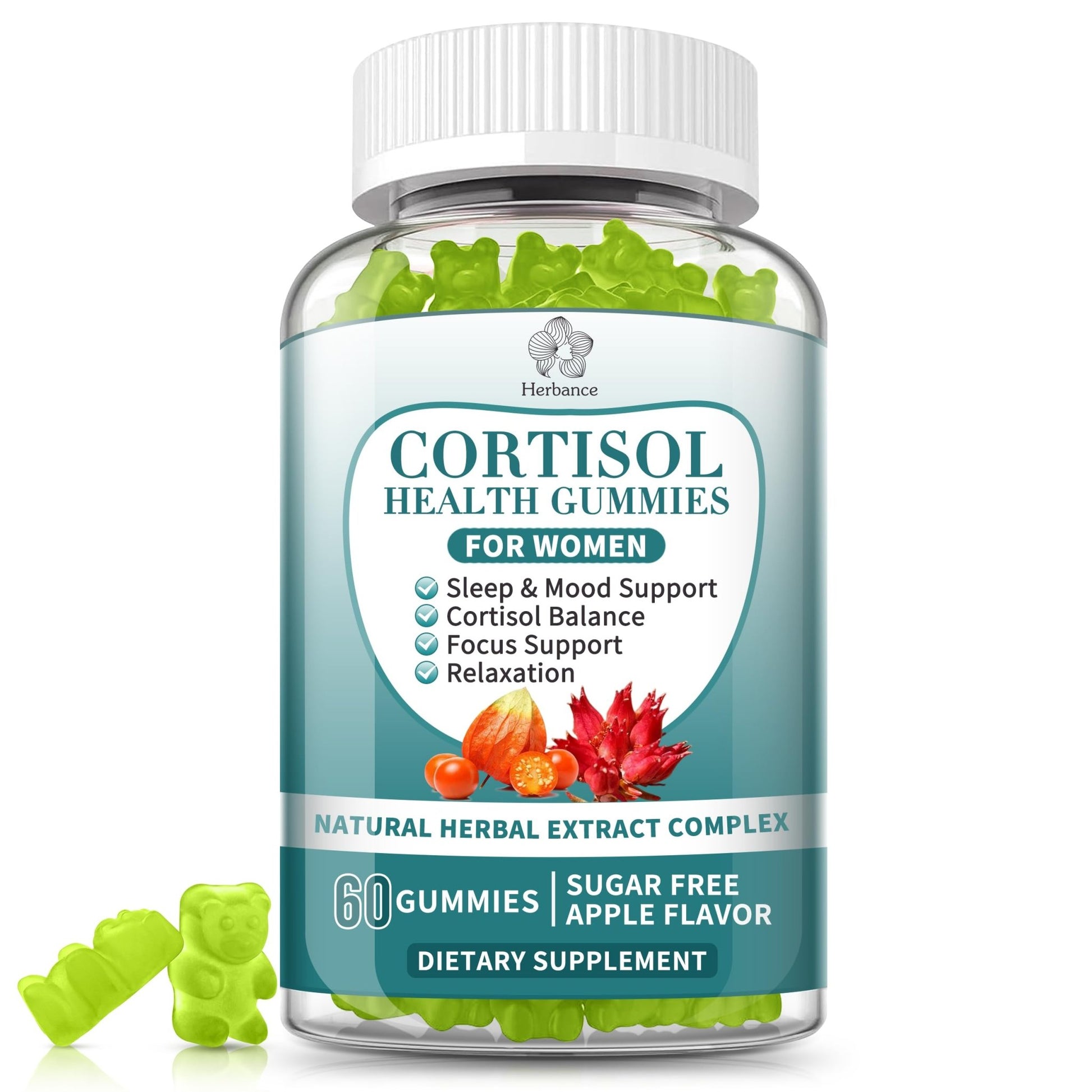 Cortisol Supplements Gummies for Women, Cortisol Reducer w.Ashwagandha Rhodiola Rosea Magnesium L-Theanine Phosphatidylserine Black Peper, Hormone Balanced & Lower Cortisol - 30 Day Vegan Supply - OzHealthStandard