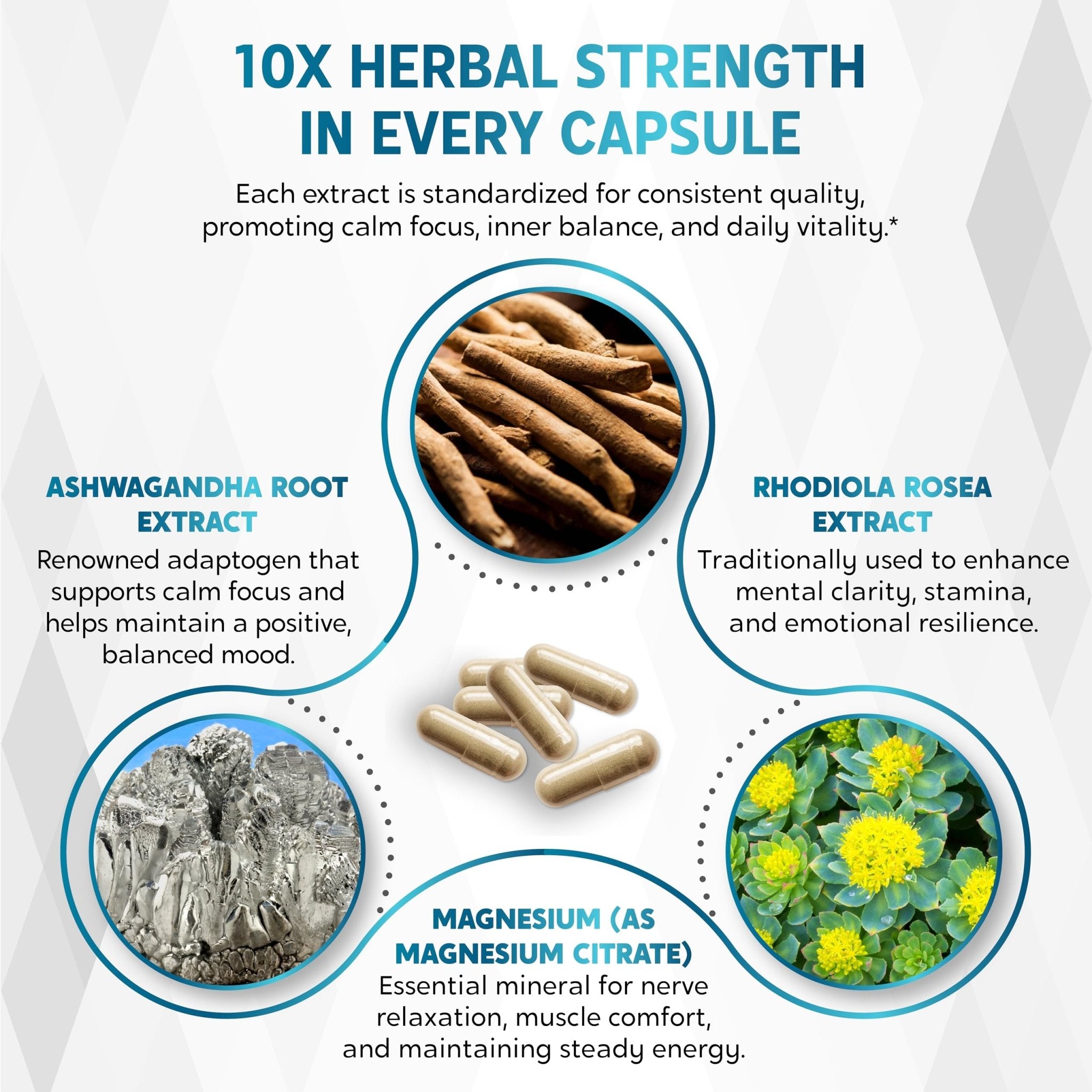 CORTISOL Wellness Ashwagandha 14-in-1 Natural Blend with Phosphatidylserine Magnolia Rhodiola St. John's Wort Peppermint Bacopa - 150 Count - OzHealthStandard