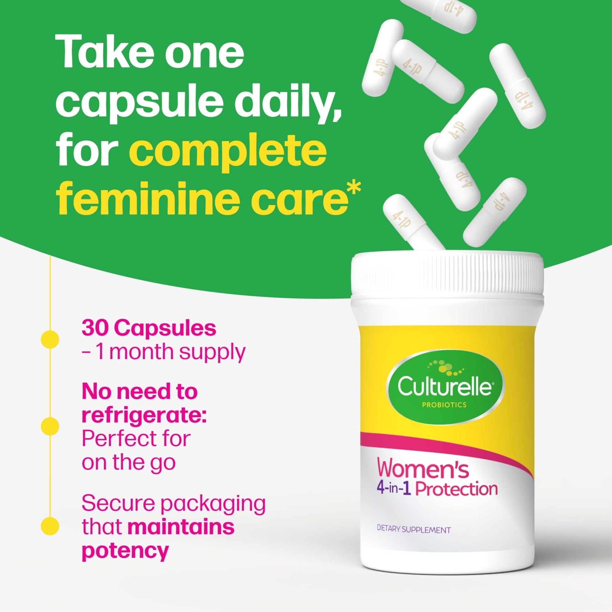 Culturelle 4-in-1 Probiotics for Women, Daily Probiotic & Prebiotic Supplement to Support Vaginal Health, Digestive Health, Immune Health - OzHealthStandard
