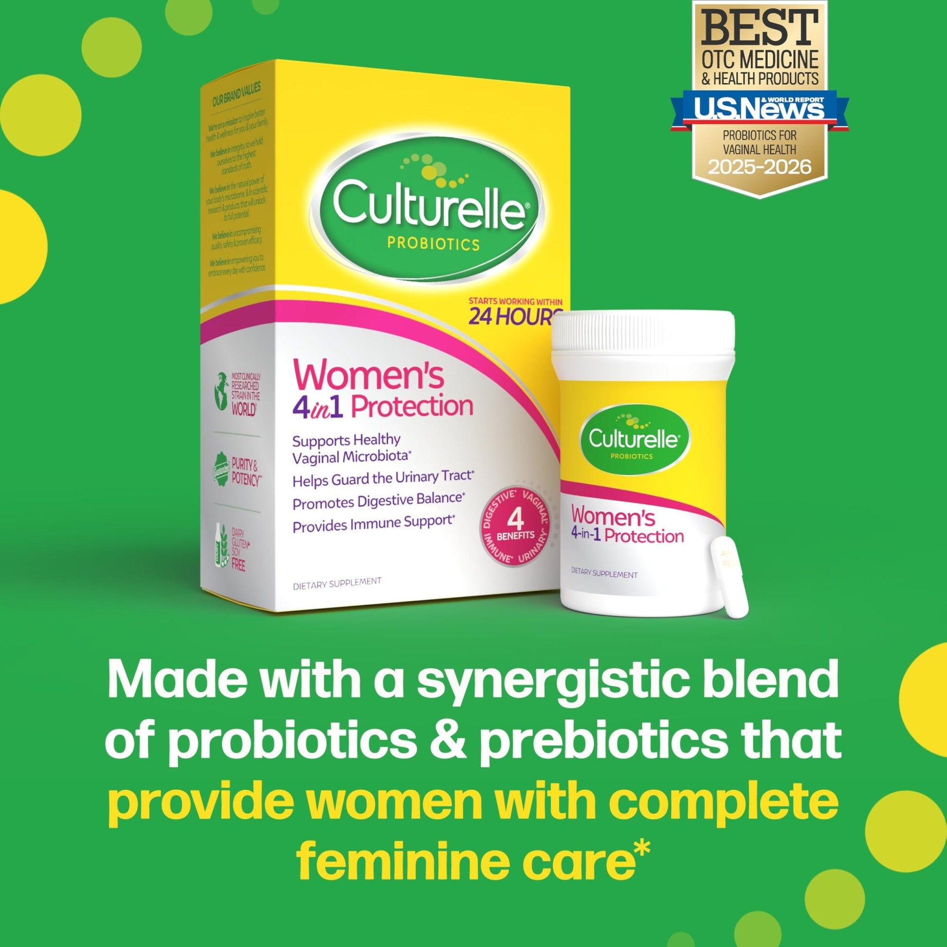 Culturelle 4-in-1 Probiotics for Women, Daily Probiotic & Prebiotic Supplement to Support Vaginal Health, Digestive Health, Immune Health - OzHealthStandard