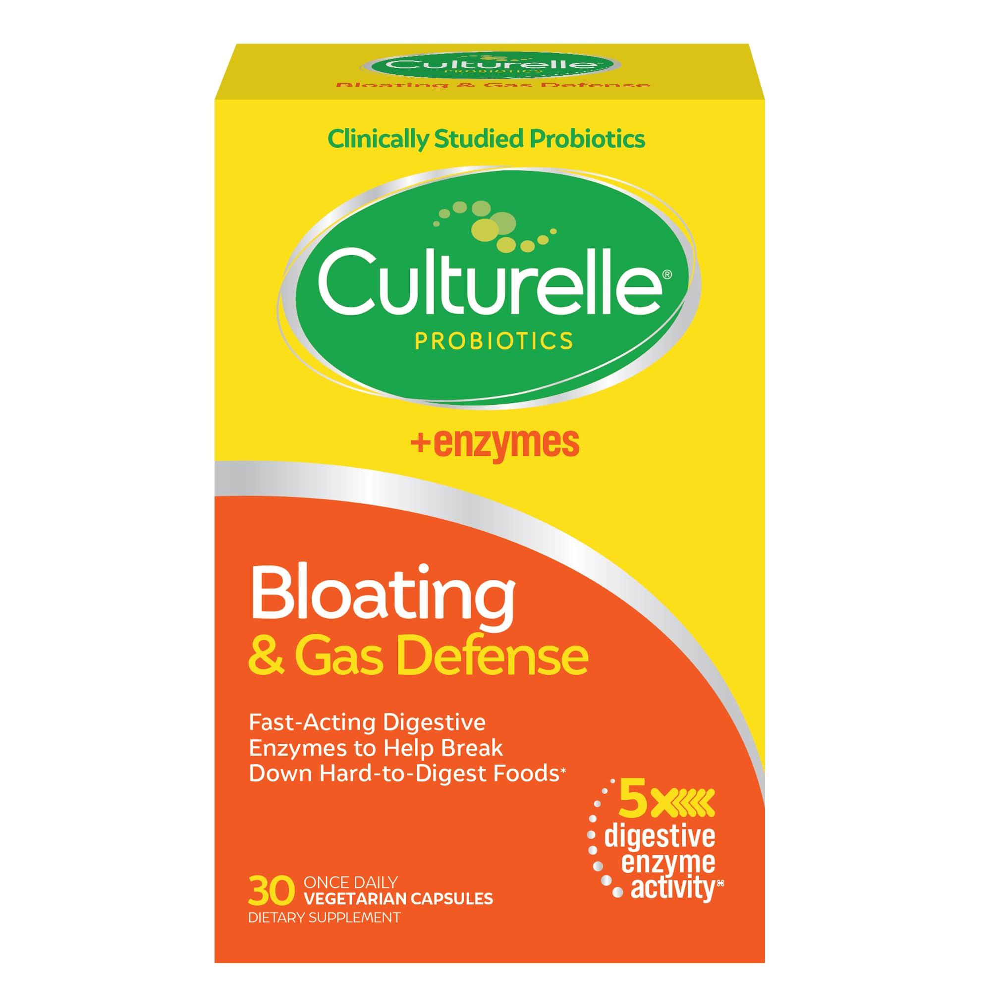 Culturelle Bloating & Gas Defense, Digestive Enzymes & Probiotics for Digestive Health, 30 Capsules, Supports Occasional Indigestion & Discomfort - OzHealthStandard