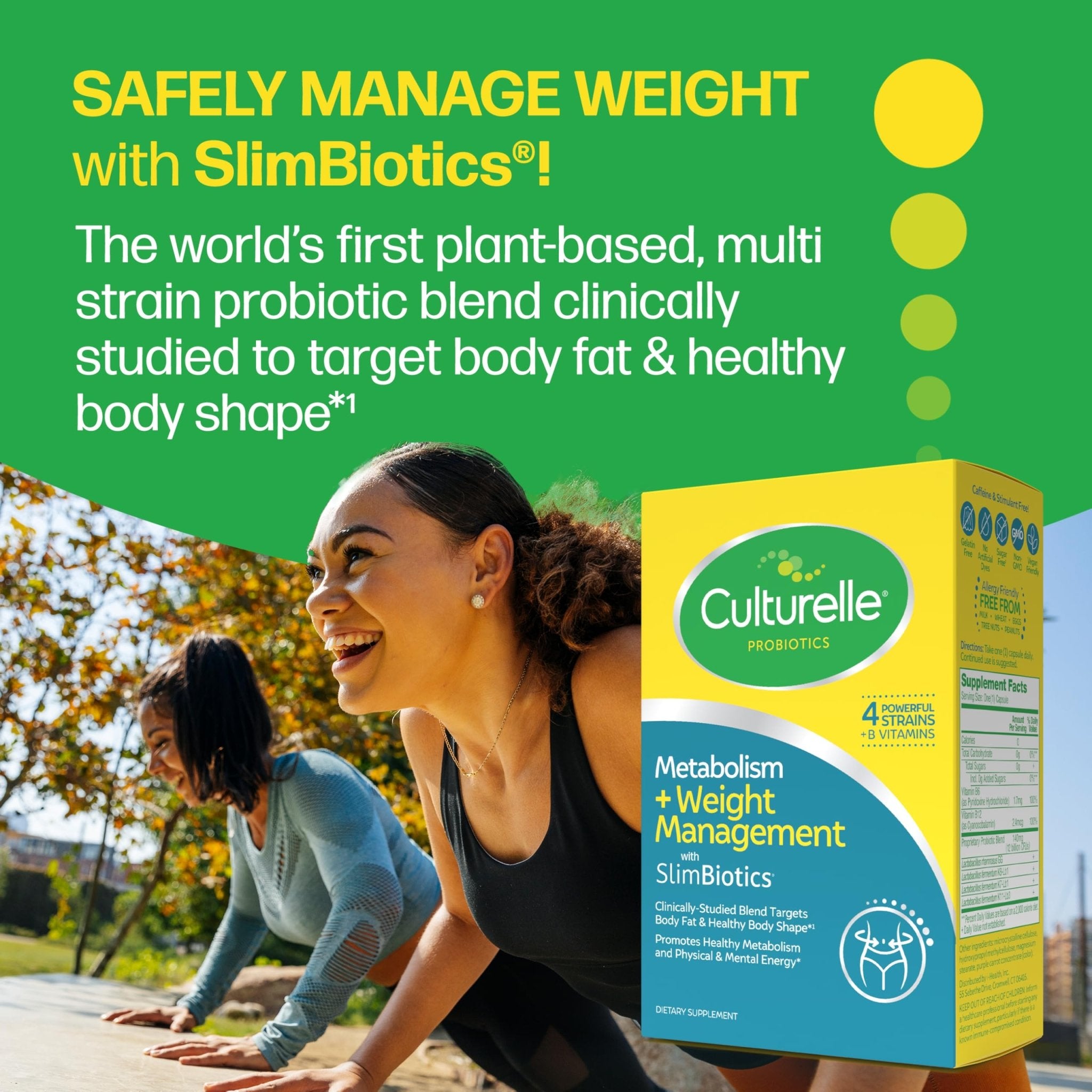 Culturelle Metabolism + Weight Management with SlimBiotics® Probiotic Capsules – 30 Count – Helps Safely Manage Weight - Promotes Healthy Metabolism and Physical & Mental Energy - OzHealthStandard