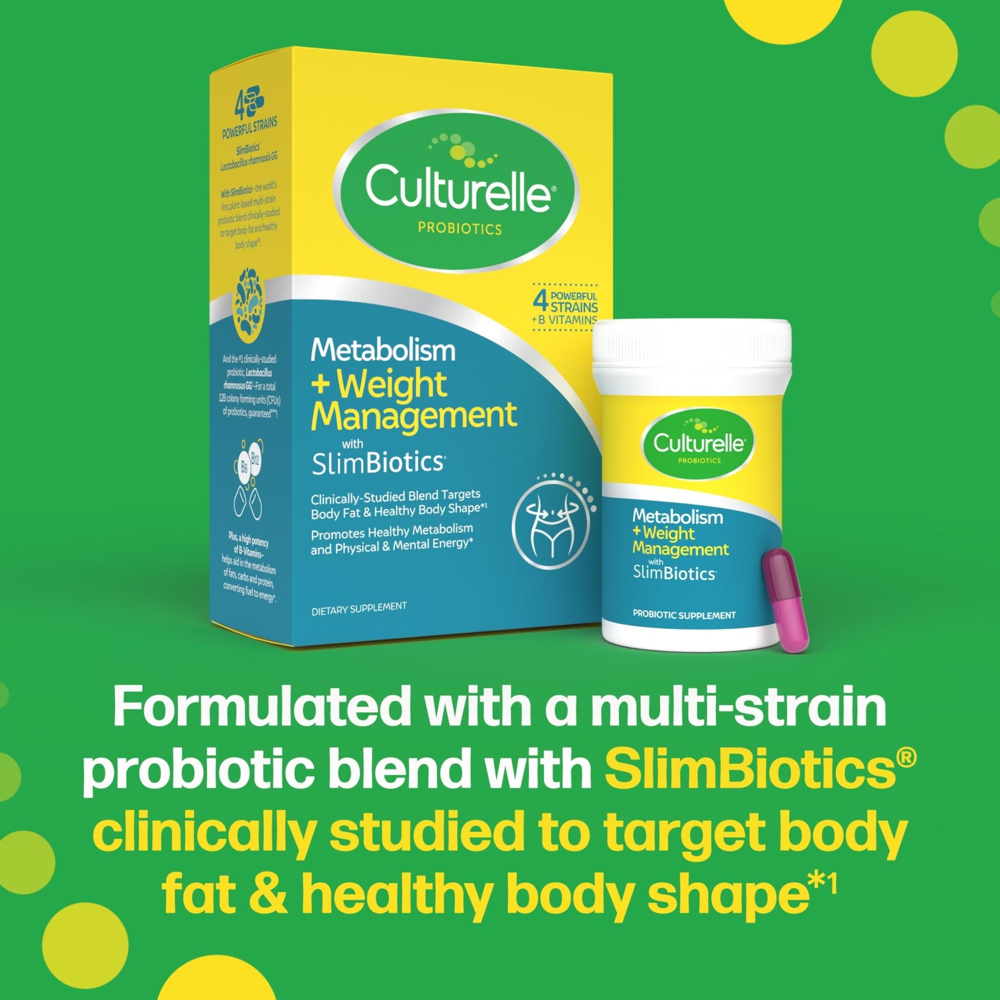 Culturelle Metabolism + Weight Management with SlimBiotics® Probiotic Capsules – 30 Count – Helps Safely Manage Weight - Promotes Healthy Metabolism and Physical & Mental Energy - OzHealthStandard