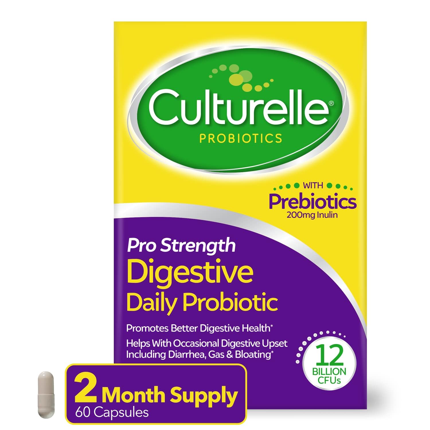 Culturelle Pro Strength Daily Probiotics For Digestive Health (2 Month Supply) with Prebiotics for Women & Men, Supports Occasional Diarrhea - OzHealthStandard