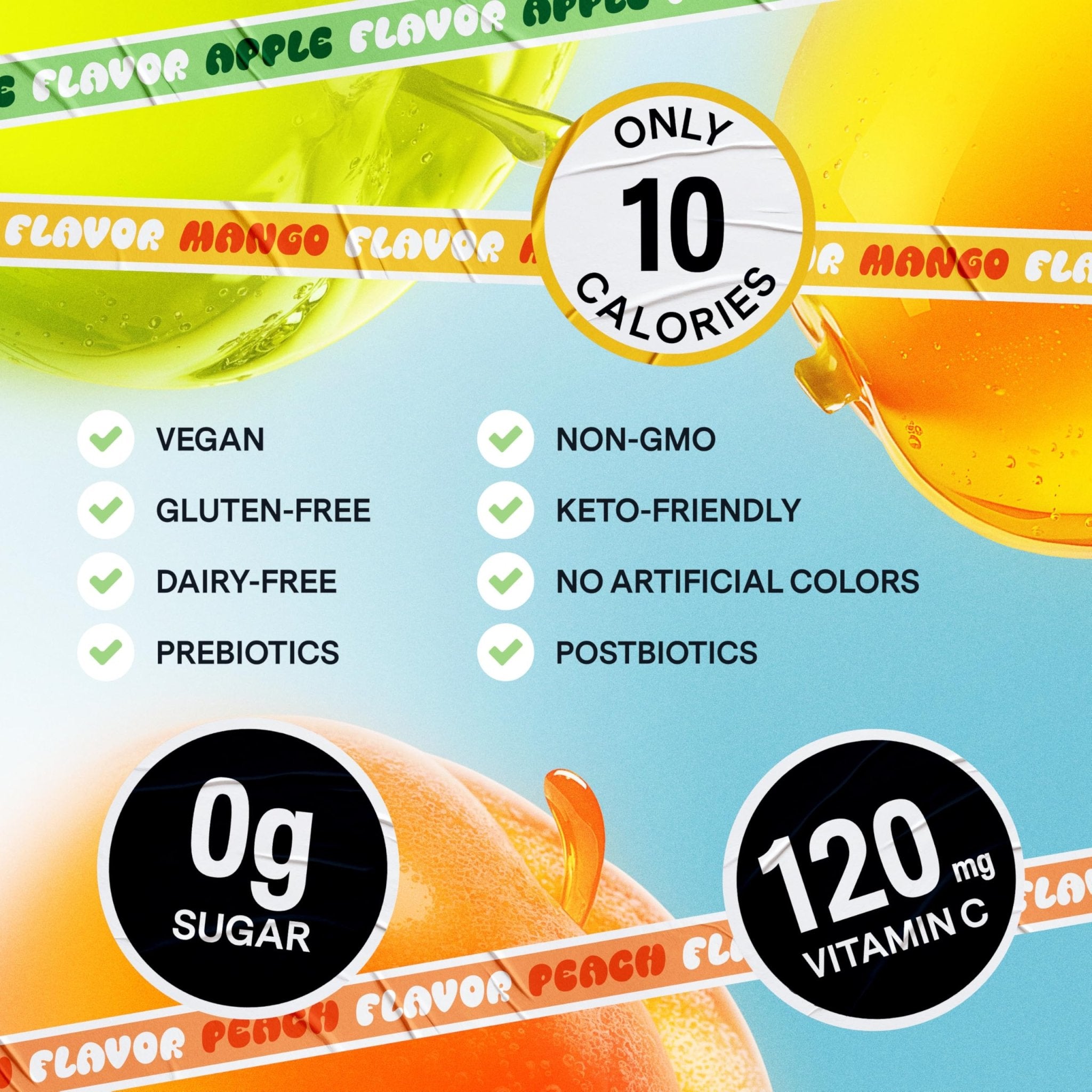 Dally Variety Pack [Mango, Peach & Apple] Drinkable Konjac Jelly 10 Pouches | 10-Calorie Keto, Gluten Free, Sugar Free Korean Fruit Snack | Prebiotics & Postbiotics for Skin, Immune, Weight Management - OzHealthStandard