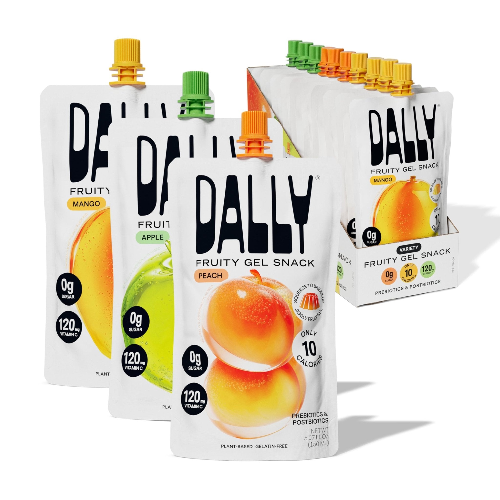 Dally Variety Pack [Mango, Peach & Apple] Drinkable Konjac Jelly 10 Pouches | 10-Calorie Keto, Gluten Free, Sugar Free Korean Fruit Snack | Prebiotics & Postbiotics for Skin, Immune, Weight Management - OzHealthStandard