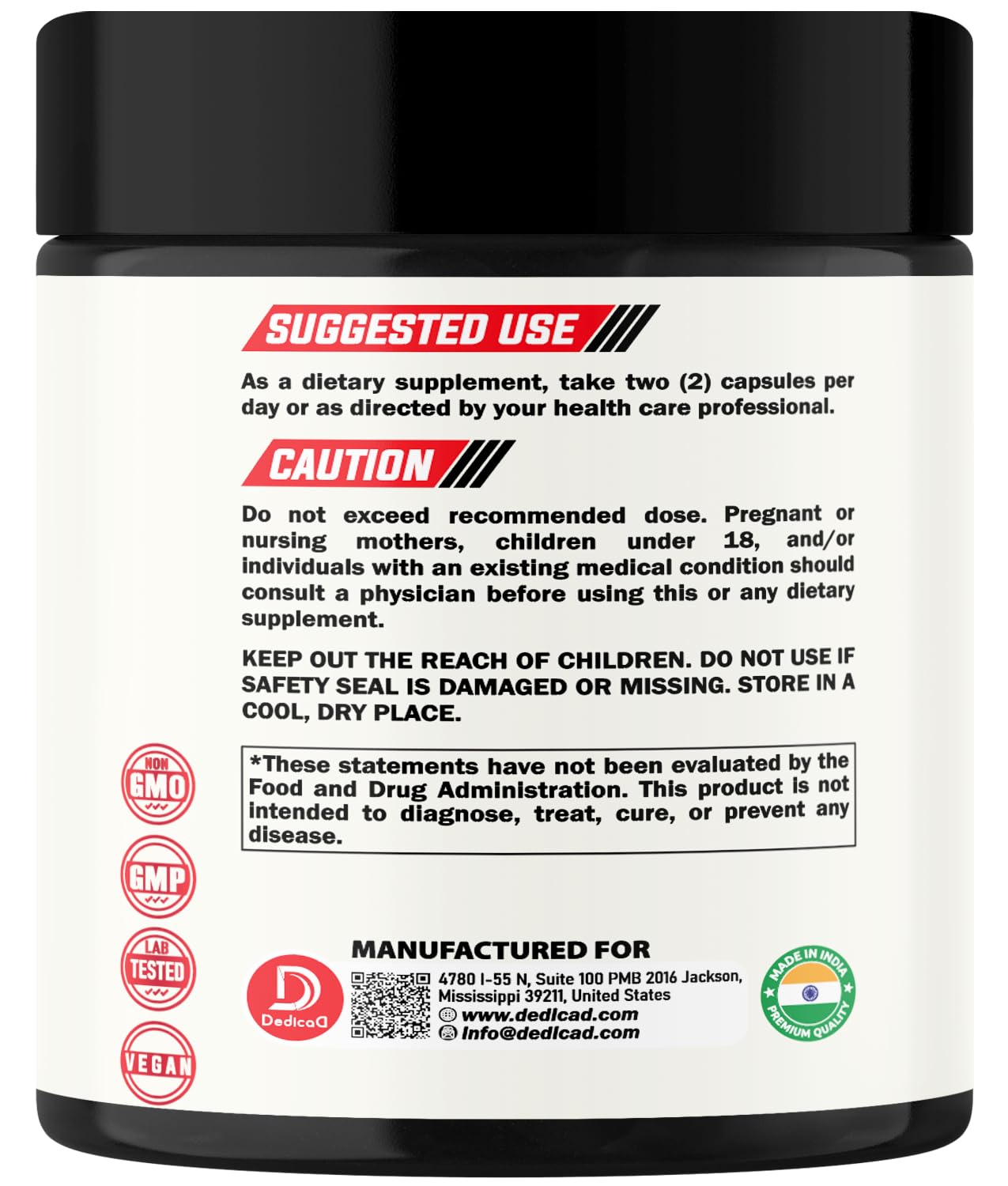 DEDICAD 9in1 Cortisol Supplement - Ashwagandha and Magnesium Glycinate and Chelate - Brain Health & Restful Night & Mood Balance - 90 Capsules Supply 45 Days - OzHealthStandard