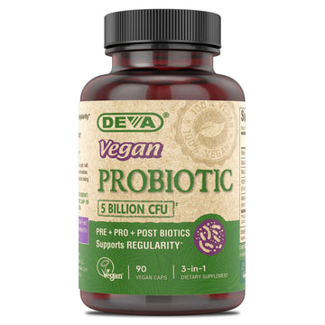 DEVA Vegan Probiotic Supplement - Pre, Pro, and Postbiotics for Digestive Health, 5 Billion CFU, Soil-Based, Spore-Forming, Dairy Free, FOS Prebiotics - OzHealthStandard