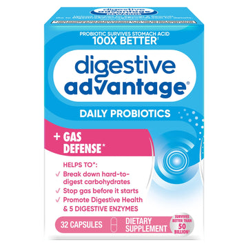 Digestive Enzyme and Probiotic Capsule- Digestive Advantage 32 Capsules, Survives 100x Better than regular 50 billion CFU, Breaks down food, helps prevent gas - OzHealthStandard
