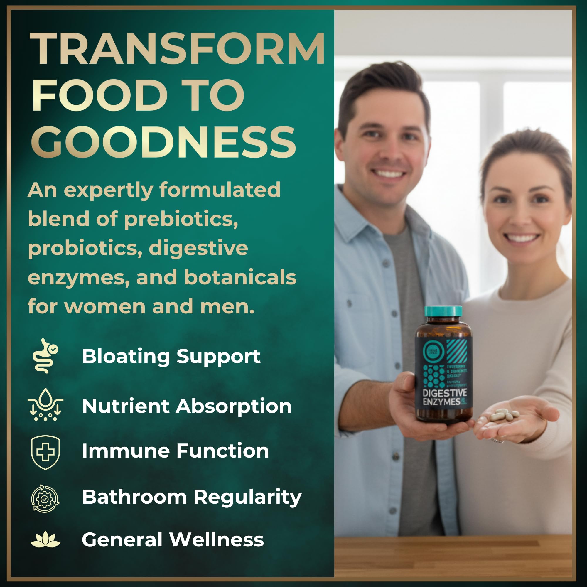 Digestive Enzymes for Women and Men with Probiotics and Prebiotics - Vegan Digestive Enzyme Blend - Bloating Support, Gut Health & Digestion Supplement with Artichoke Ginger Turmeric - 180 Capsules - OzHealthStandard
