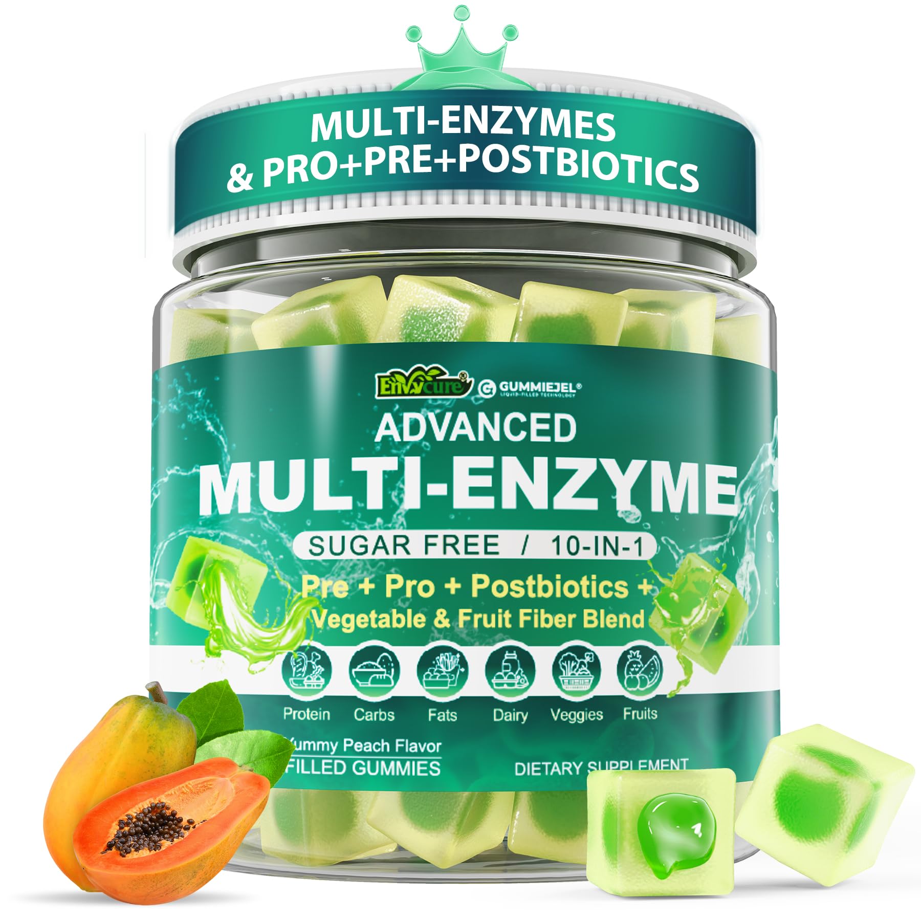 Digestive Enzymes Gummies for Women & Men, Multi-Enzymes with 90Billion CFU Probiotics and Prebiotics & Postbiotic, Vegetable & Fruit Fiber Blend, Super Enzymes for Digestive & Gut Health,Immune,60Cts - OzHealthStandard