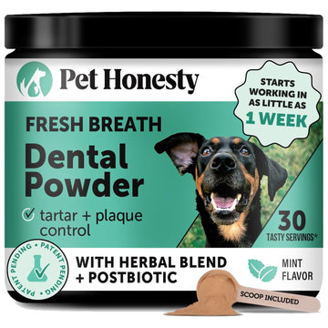 Dog Breath Freshener Dental Powder for Teeth Cleaning Plaque Off, Dental Care for Dogs, Tartar Remover for Teeth with Natural Herbal Blend + Postbiotics (Mint - 30 Servings) - OzHealthStandard