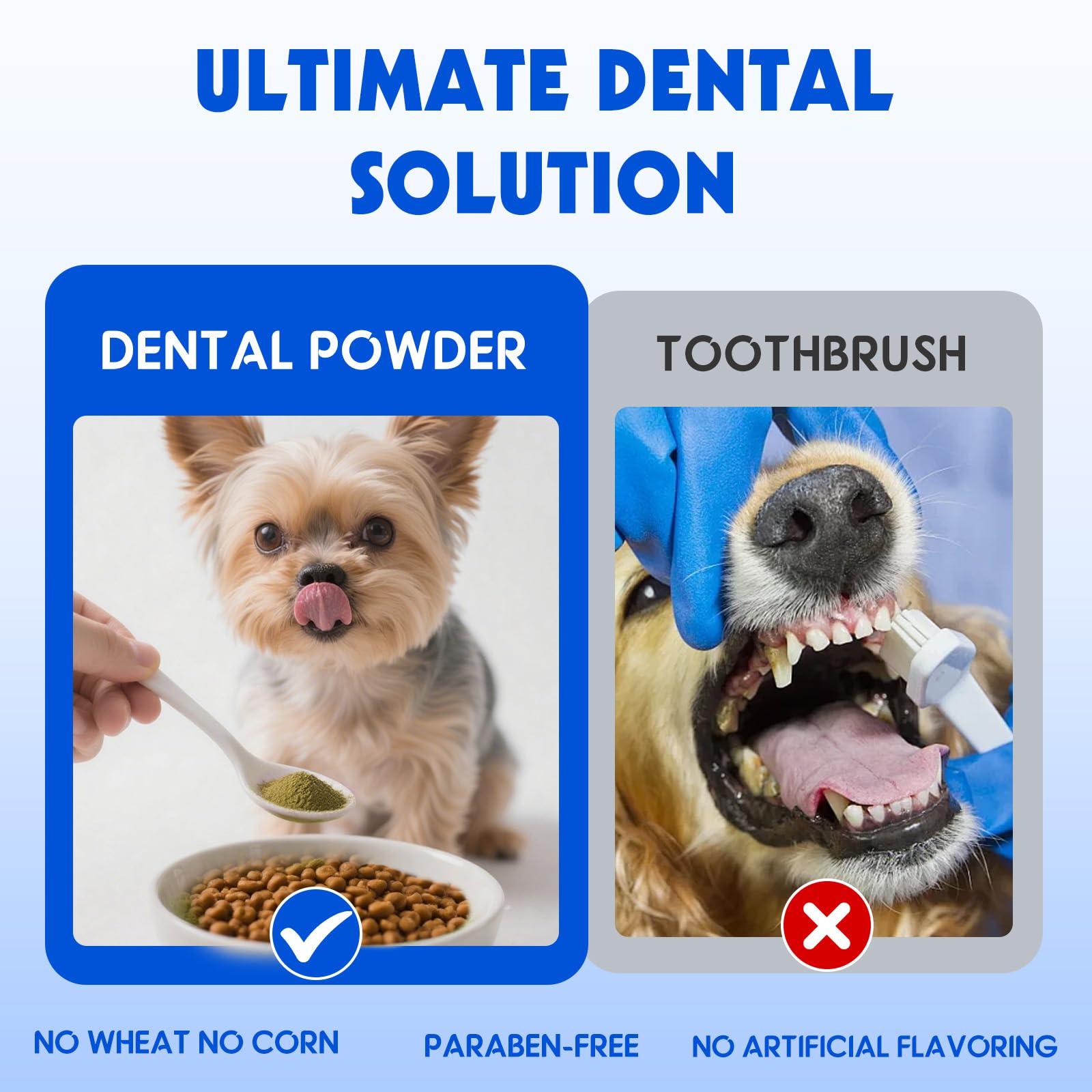 Dog Teeth Cleaning Powder - Dental Powder for Dogs Teeth - Plaque Removal - Supports Gum Health - Tartar Remover with Natural Herb Blend and Postbiotics 30 Day Supply - Mint Flavor - OzHealthStandard
