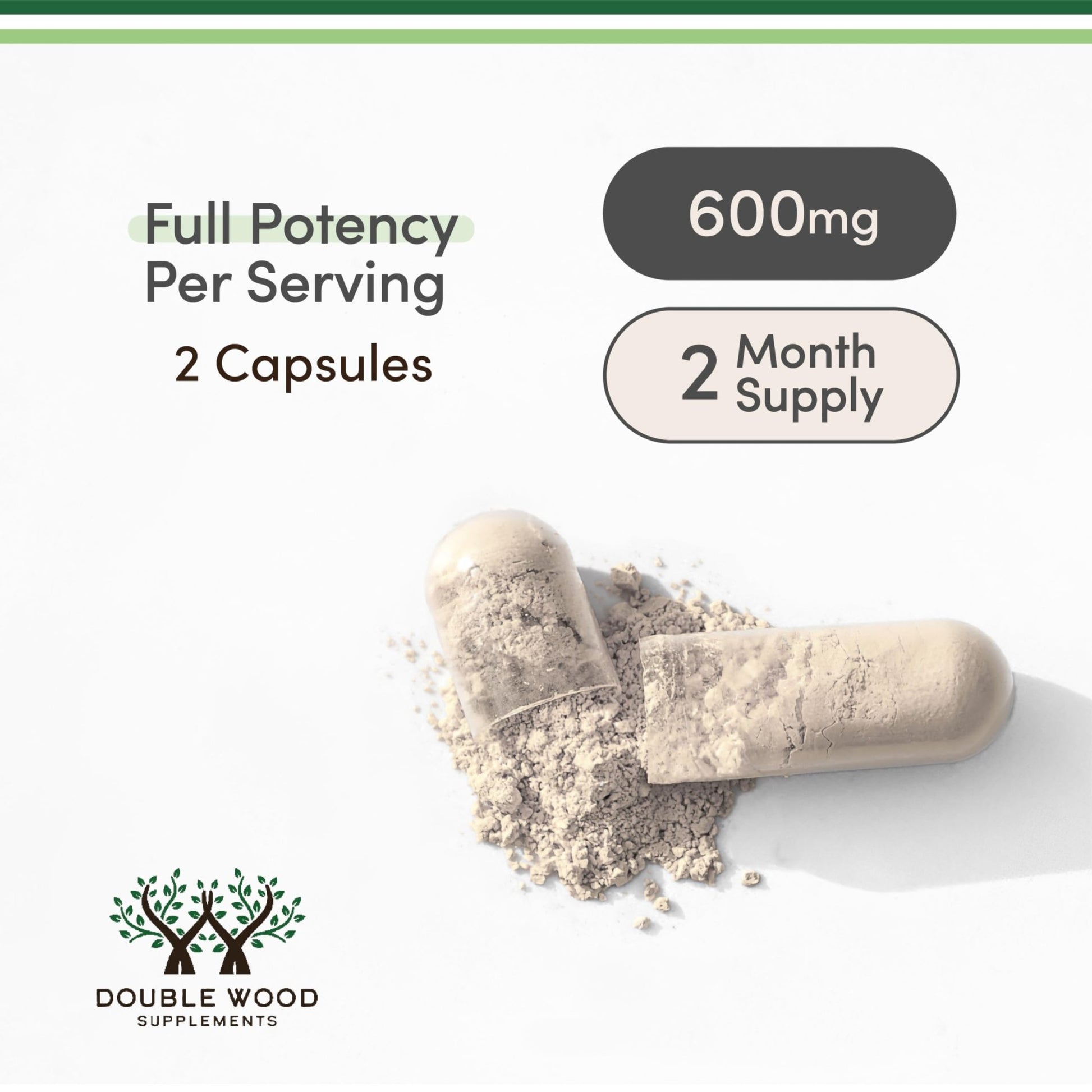 Double Wood Supplements Ashwagandha KSM 66 Organic and Clinically Studied Extract (600mg Per Serving, 120 Capsules, 60 Servings) - OzHealthStandard