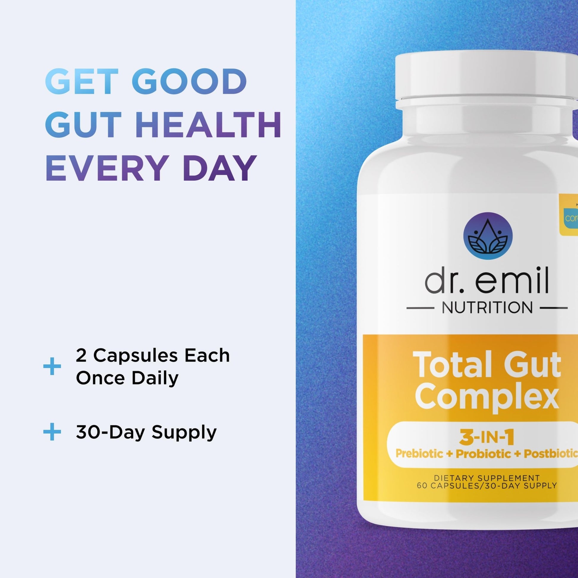 DR. EMIL NUTRITION Total Gut Health Complex - Prebiotic, Probiotic & Postbiotic Supplement - Supports Digestive Health, Bloating & Gut Balance - OzHealthStandard