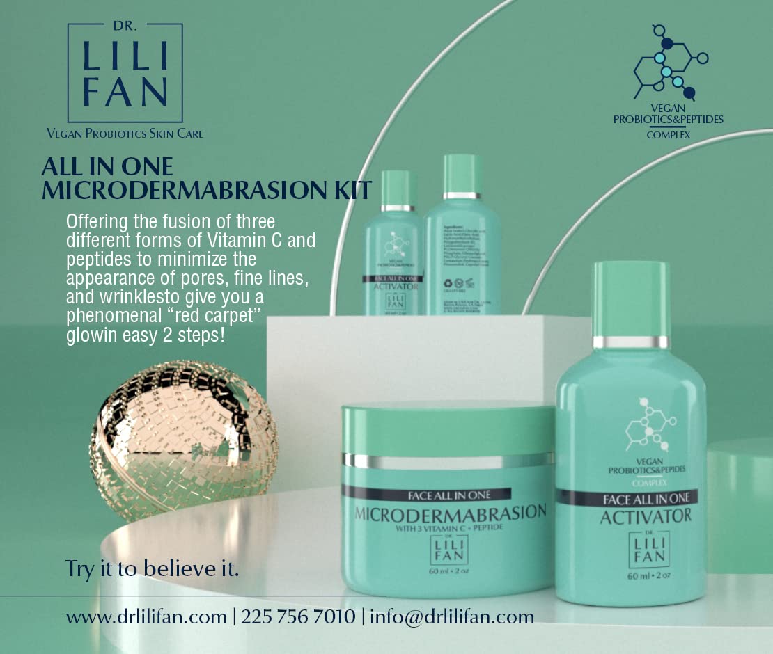 Dr Lili Fan Probiotic All-In-One Microdermabrasion Kit with Vitamin C and Peptides. Your At-Home Spa Treatment. Get Radiant, Healthy-Looking Skin. 2 fl oz - OzHealthStandard