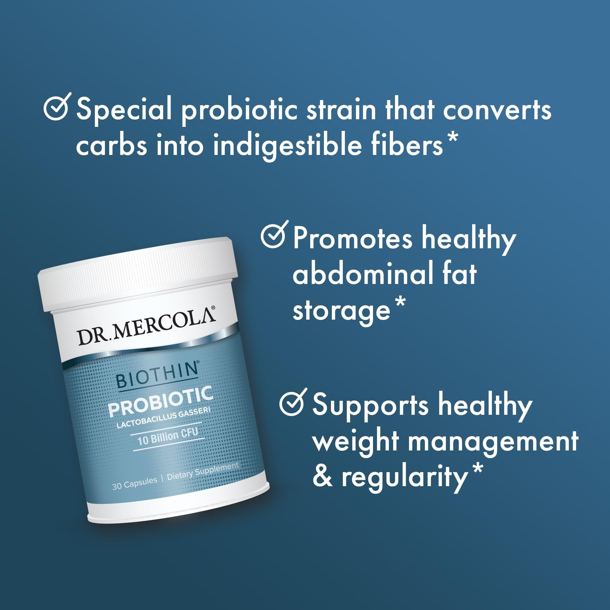 Dr. Mercola Biothin Probiotic - Digestive Health Supplement - Supports Healthy Metabolism - GMO-Free, Gluten-Free & Soy-Free - 30 Delayed-Release Capsules (30 Servings) - OzHealthStandard