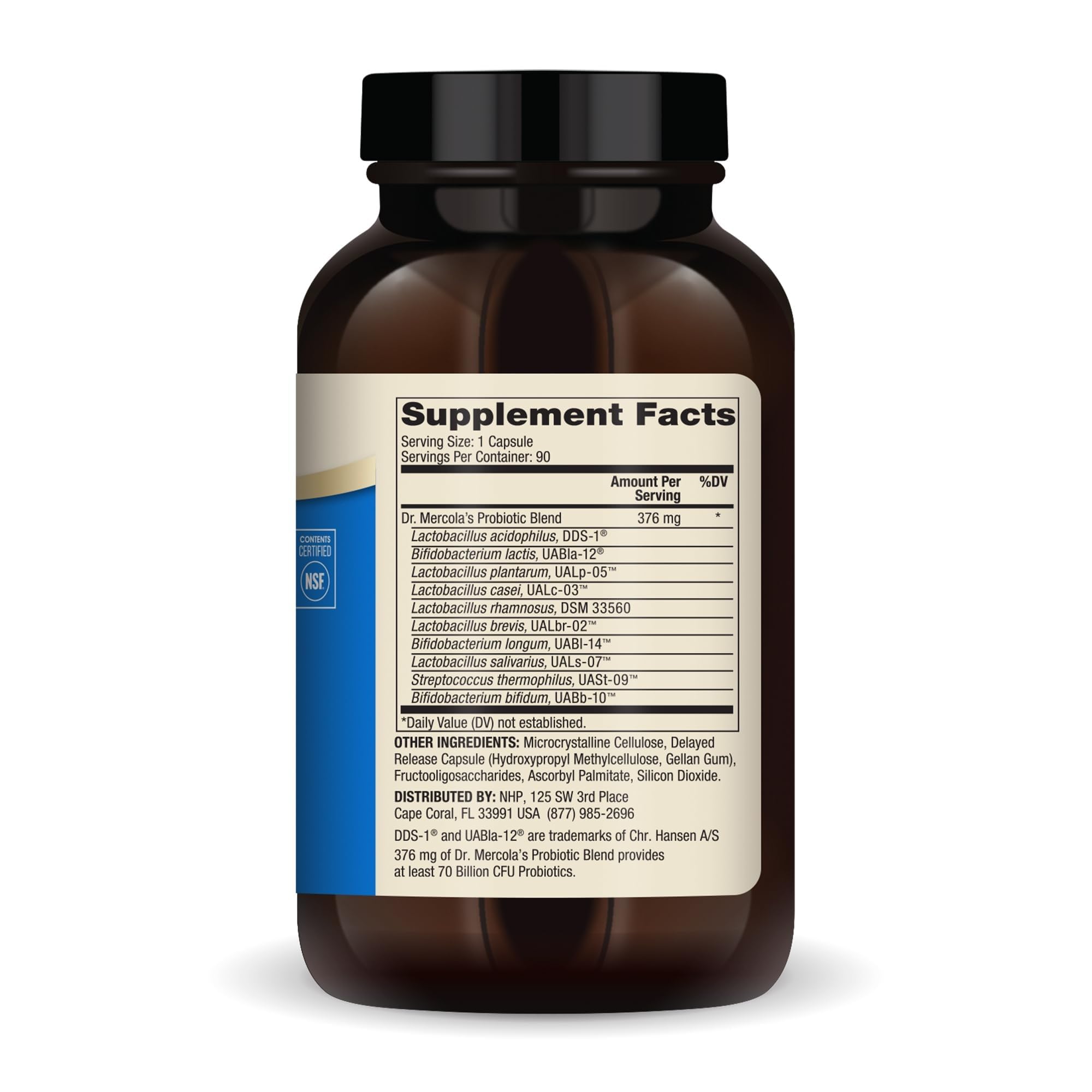 Dr. Mercola Complete Probiotics - 70 Billion CFU - Supports Immune, Digestive & Gut Health - Features 10 Strains - Shelf Stable - GMO-Free, Gluten-Free & Soy-Free - 90 Capsules (90 Servings) - OzHealthStandard