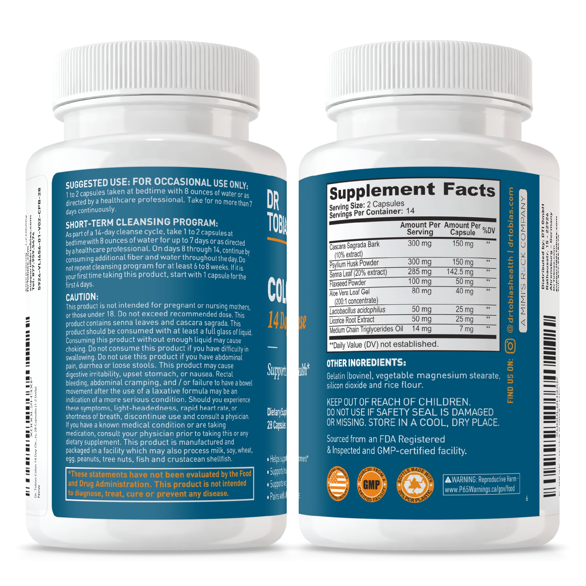 Dr. Tobias Colon Cleanse - Constipation Relief & Gut Health Support for Women & Men | 14 Day Colon Cleanser for a Gentle Colon Detox - OzHealthStandard