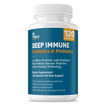 Dr. Tobias Deep Immune Probiotics & Prebiotics - Dual Action Digestion & Immune Support with PreforPro Prebiotics & Spore Forming Probiotics for Women & Men - 120 Capsules (60 Servings) - OzHealthStandard
