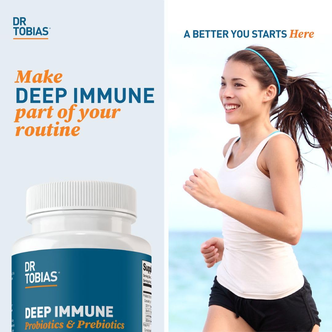 Dr. Tobias Deep Immune Probiotics & Prebiotics - Dual Action Digestion & Immune Support with PreforPro Prebiotics & Spore Forming Probiotics for Women & Men - 120 Capsules (60 Servings) - OzHealthStandard