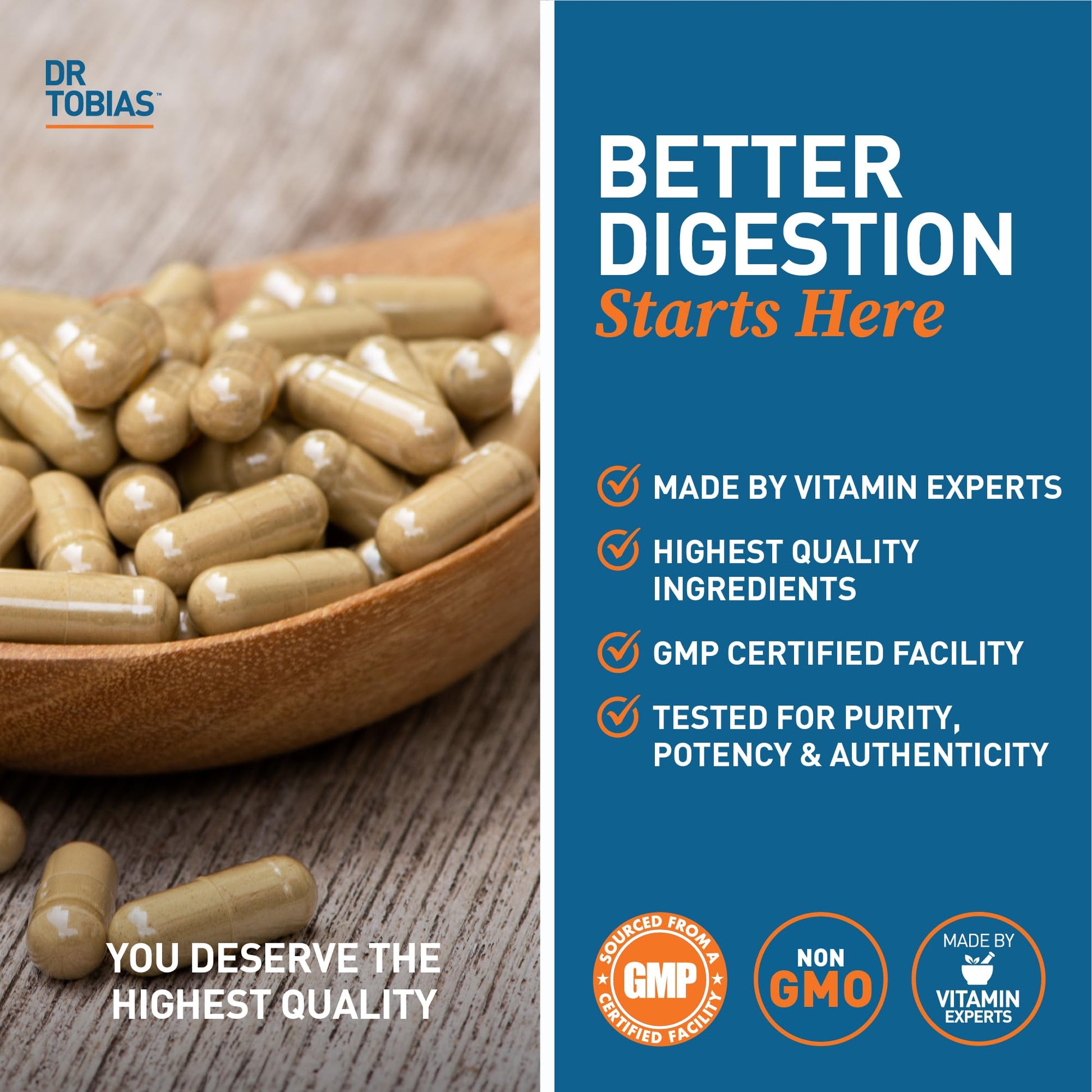 Dr. Tobias Digestive Enzymes with Probiotics, Prebiotics and Postbiotics Bromelain, Amylase, Lipase, for Better Digestion & Immune Function, 60 Capsules, 30 Servings (2 Daily) - OzHealthStandard