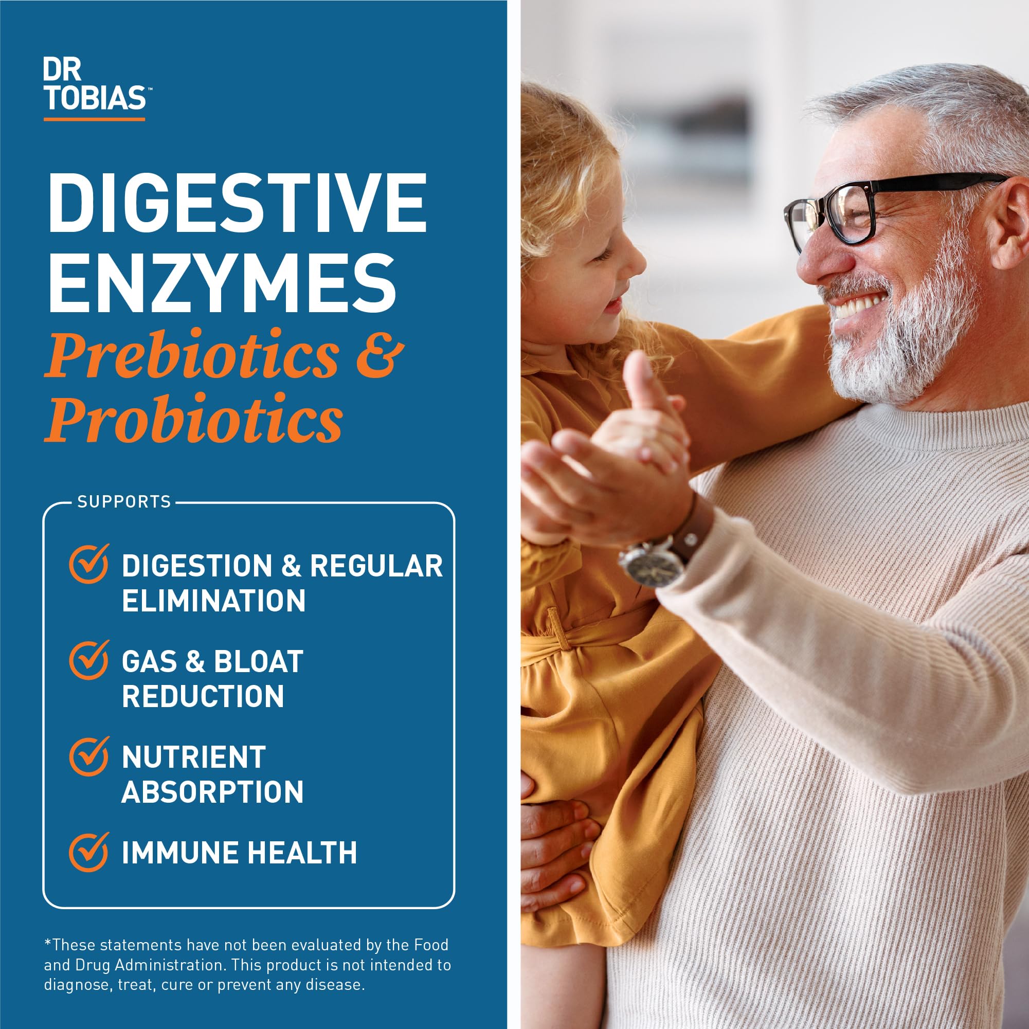 Dr. Tobias Digestive Enzymes with Probiotics, Prebiotics and Postbiotics Bromelain, Amylase, Lipase, for Better Digestion & Immune Function, 60 Capsules, 30 Servings (2 Daily) - OzHealthStandard
