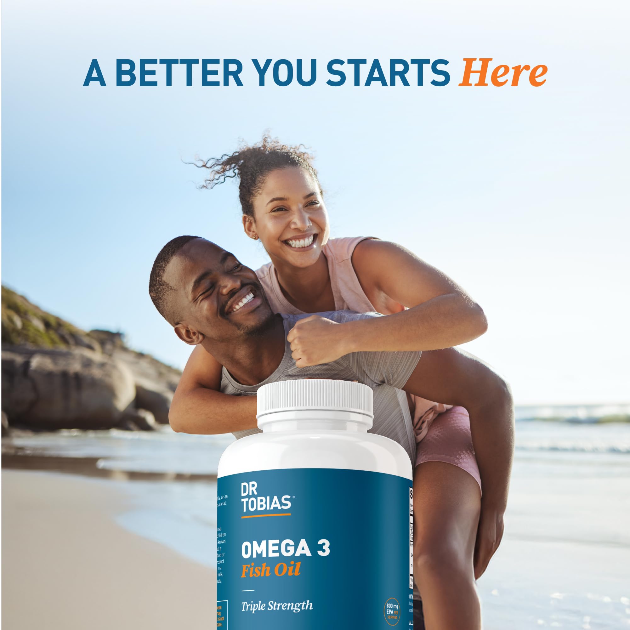 Dr. Tobias Omega 3 Fish Oil 2000mg Triple Strength with 800mg EPA 600mg DHA Per Serving | Fish Oil Omega 3 Supplements for Heart Brain & Immune Support - 180 Softgels (90 Servings) - OzHealthStandard