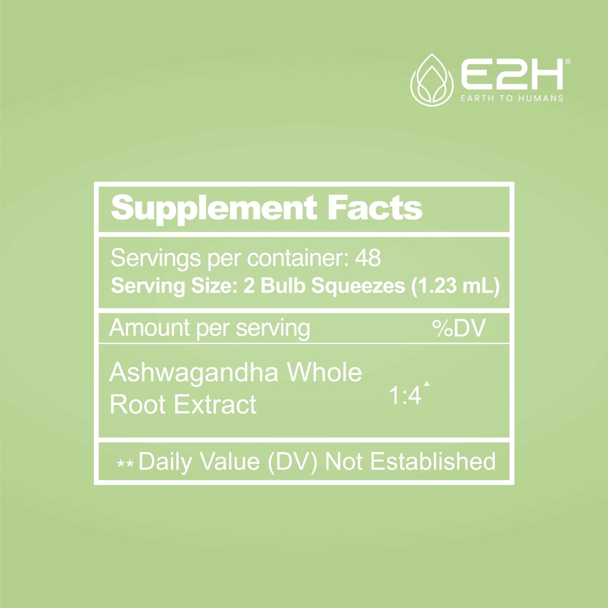 E2H Ashwagandha Liquid Drops - All-Natural Ashwagandha Supplement for Stress Relief and Mood Enhancer- Organic Ashwagandha Root Extract Effective Cortisol Manager | Non-GMO, Vegan | 2 Fl Oz - OzHealthStandard
