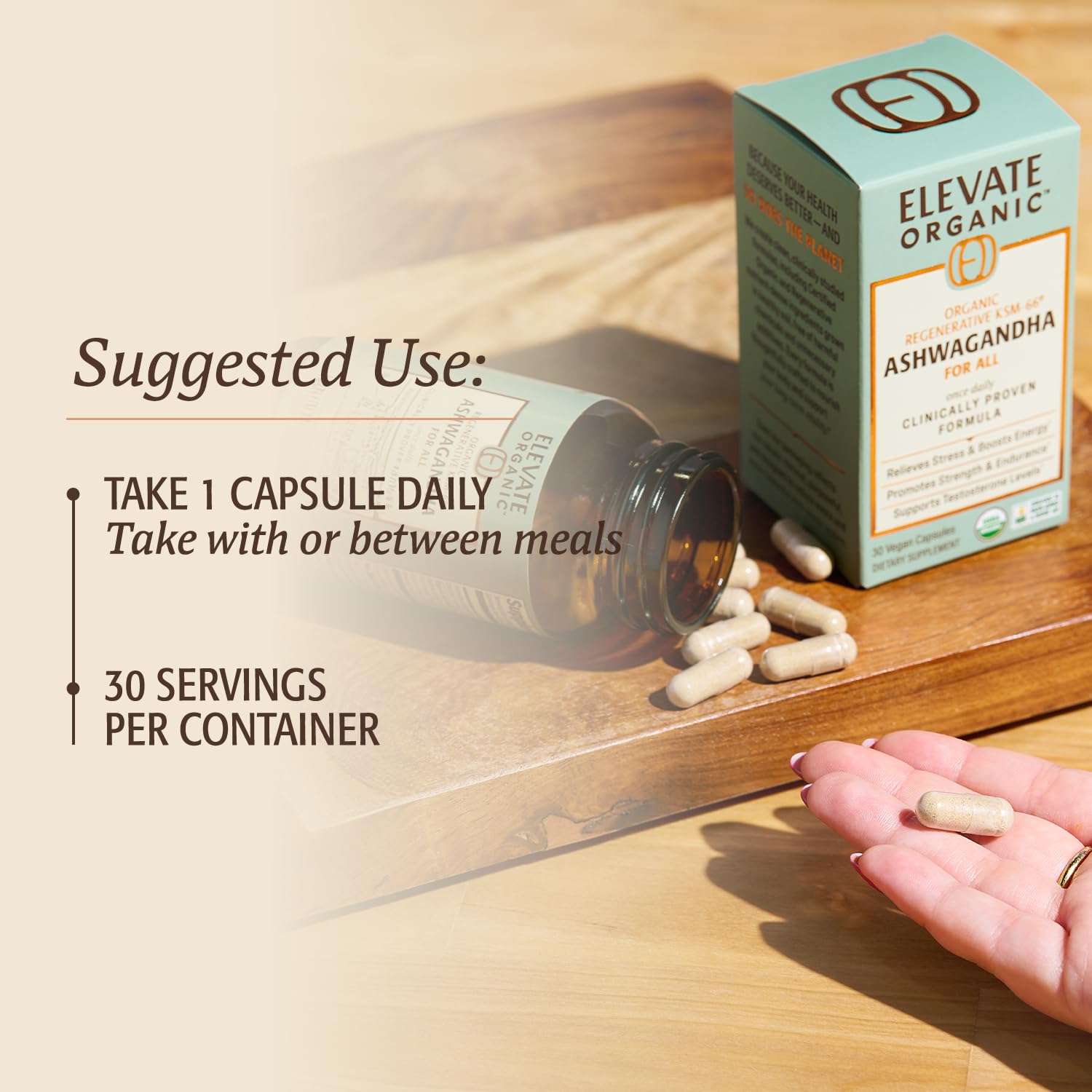 ELEVATE ORGANIC Regenerative Fermented KSM-66 Ashwagandha Vegan Capsules with Acti Veda™ (600mg, 30 Servings), Up to 150% More Effective Than KSM-66 Alone - OzHealthStandard