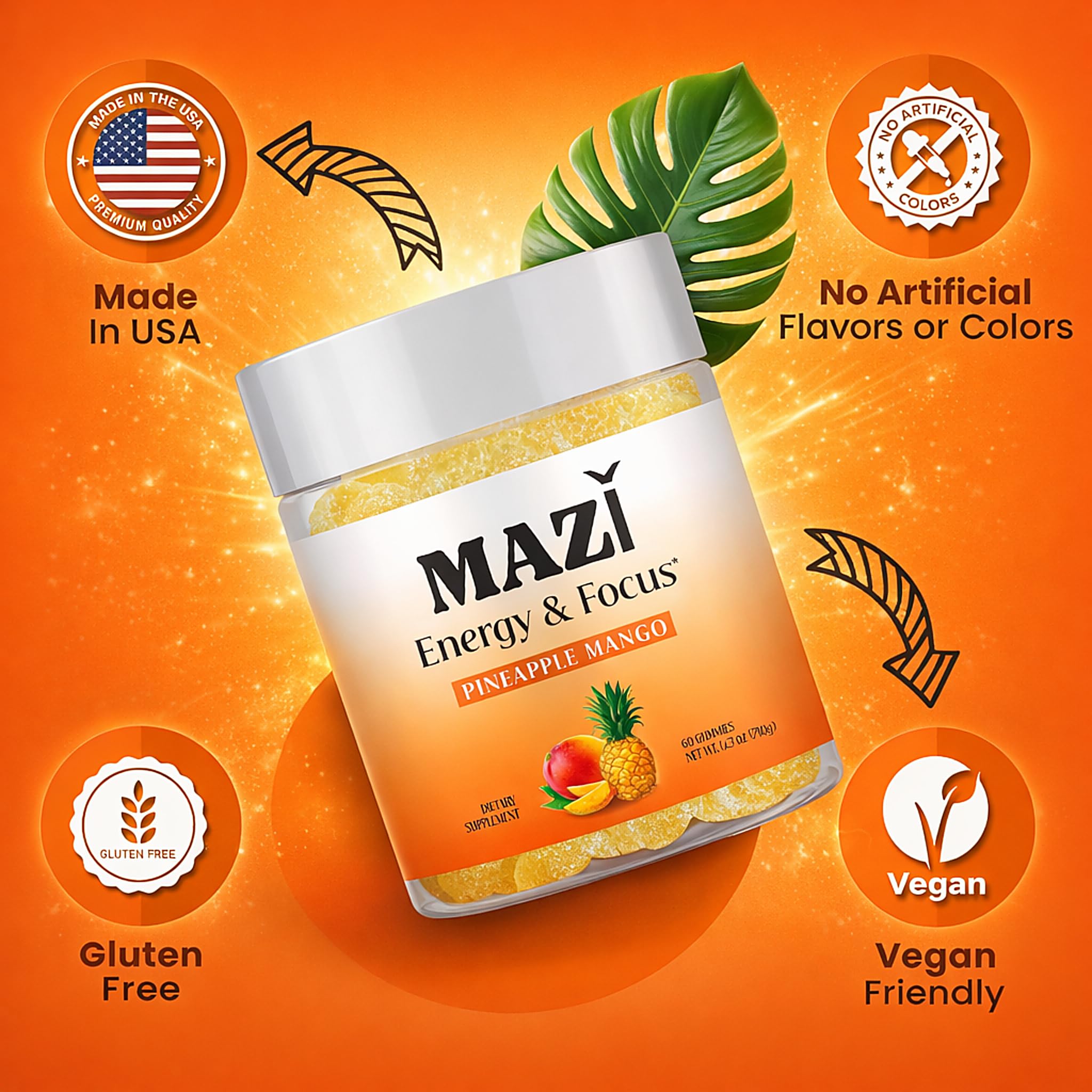 Energy & Focus Gummies | 100mg Natural Caffeine + L-Theanine + Vitamin B6 & B12 + CoQ10 | Nootropic Cognitive Brain Performance Supplement | No Crash or Jitters - OzHealthStandard