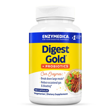 Enzymedica Digest Gold + Probiotics, 2-in-1 Digestive Enzymes & Probiotic Support, Promotes Gut Health with 1 Billion Active Cultures, 180 Capsules - OzHealthStandard