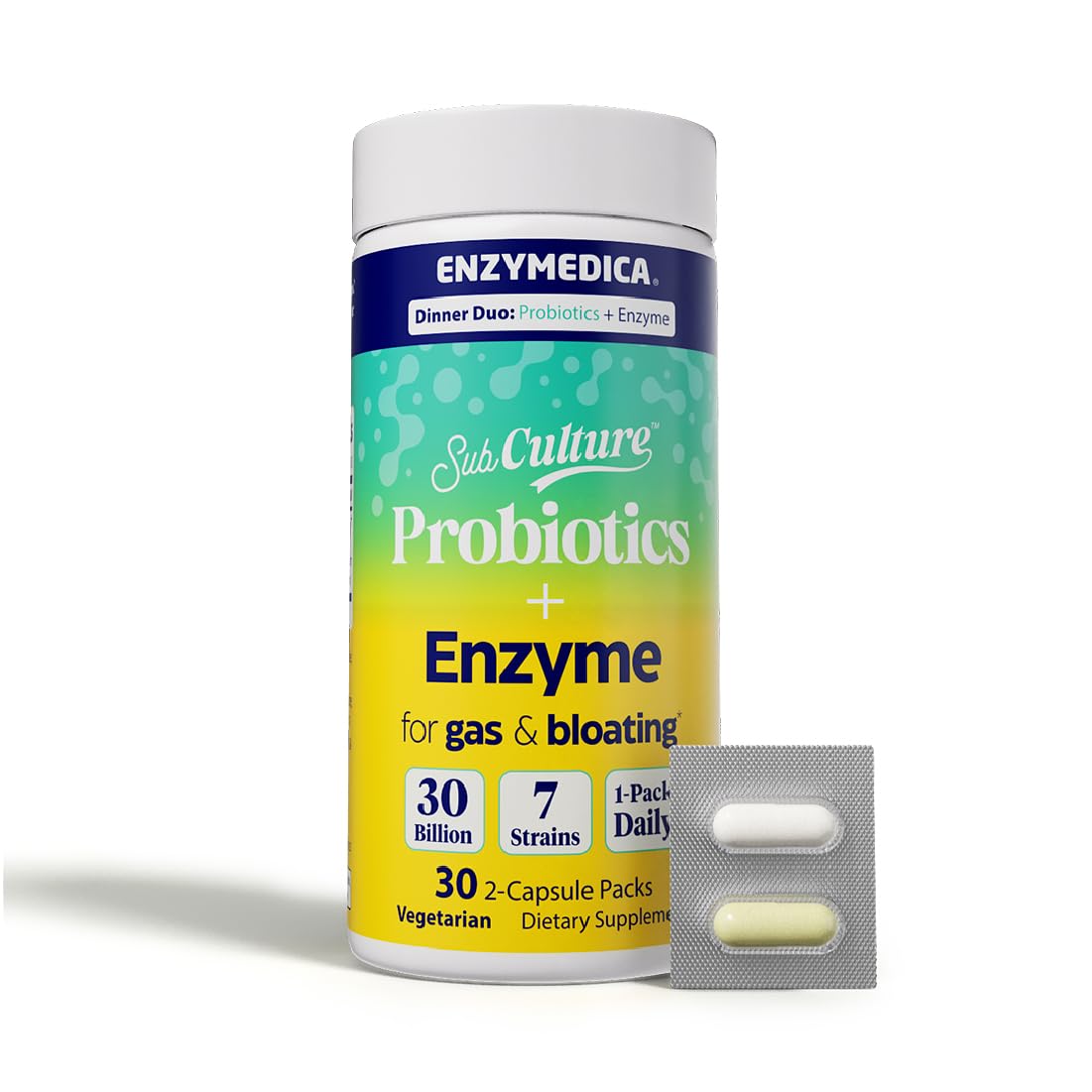 Enzymedica Dinner Duo for Gas & Bloating – Probiotics + Digestive Enzyme Packets for Occasional Gas, 30B CFU of 7 Live Strains, Vegetarian – 30 Daily Packs - OzHealthStandard