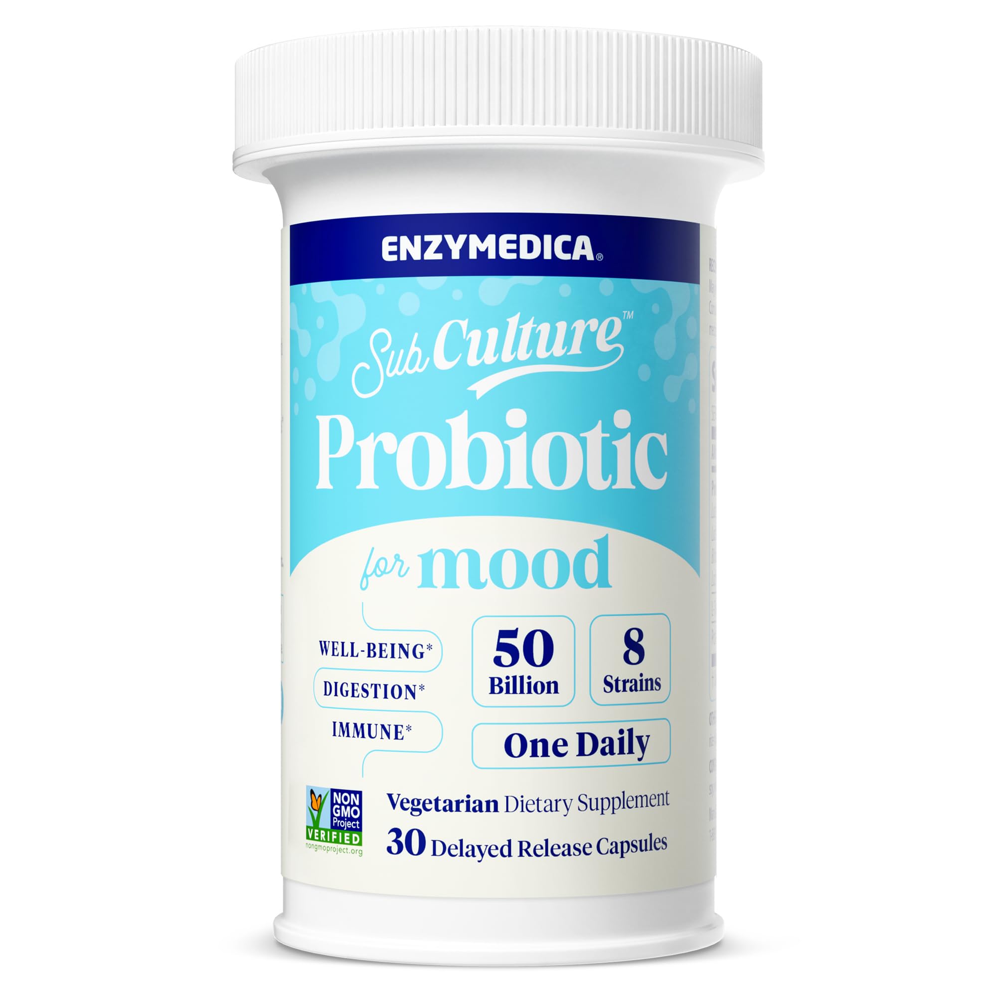 Enzymedica SubCulture Probiotics for Mood, Stress, & Sleep, 50 Billion CFU, Promotes Relaxation, Immune + Digestive Health & Regularity, 30 Count - OzHealthStandard