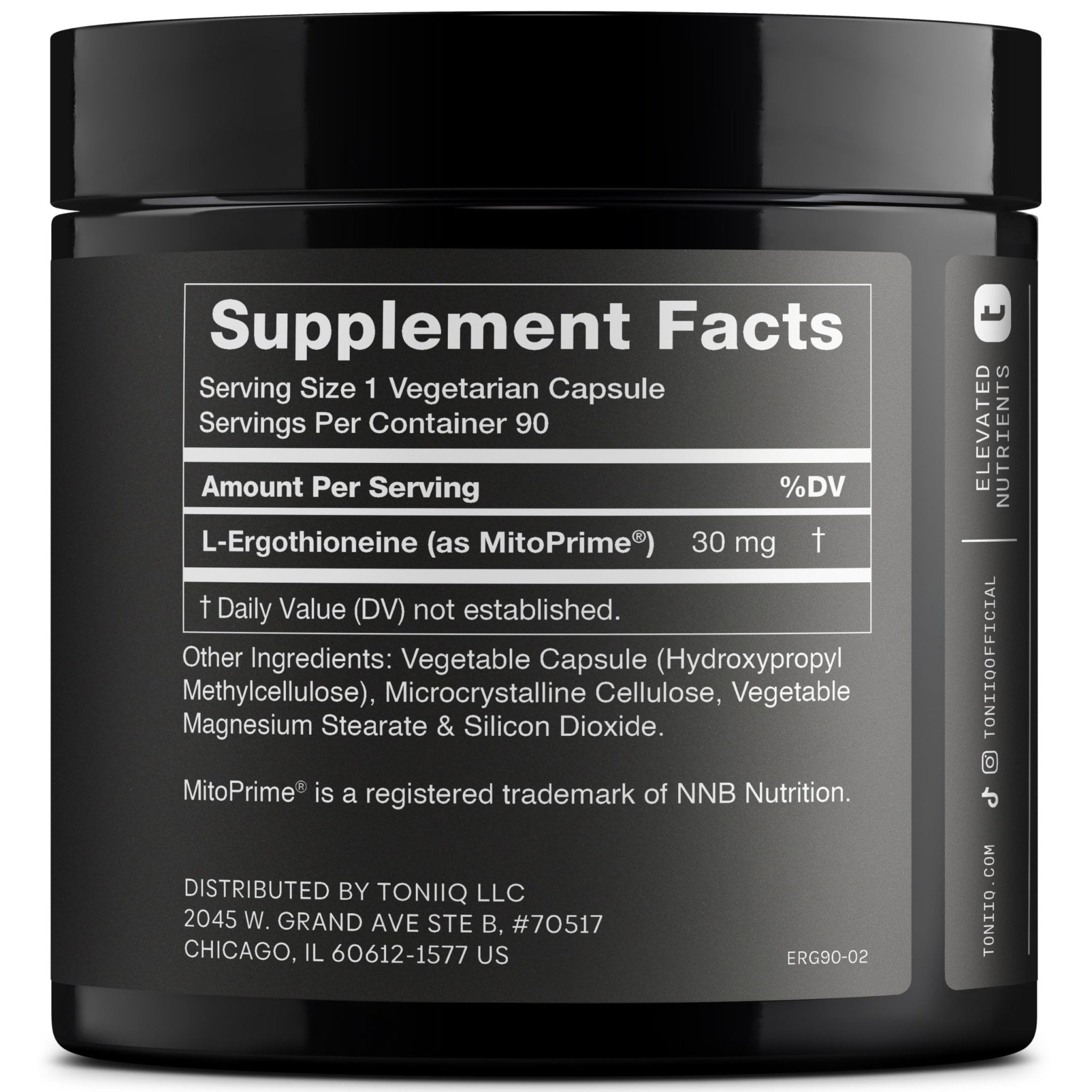Ergothioneine with Clinically Studied MitoPrime® - High Potency 30mg with 98% Purity - Fermentation-Based L Ergothioneine Supplement - Longevity and Immune Support - Third-Party Tested, 90 Capsules - OzHealthStandard