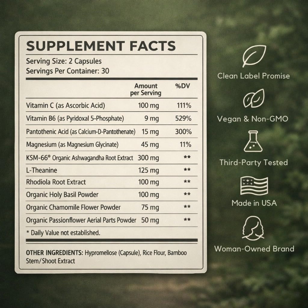 EVEKIND Cortisol Manager + Women’s Stress Relief & Hormone Balance Supplement – Adrenal Support for Mood, Focus & Energy – KSM-66® Ashwagandha, Rhodiola, L-Theanine – Vegan, Non-GMO, 60 Capsules - OzHealthStandard