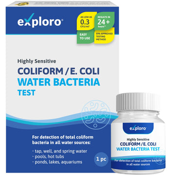 Exploro® Bacteria Water Test Kit, Pond Water Test Kit, Pool Water Testing Kit, Water Testing Kits for Drinking Water for Coliform (E. coli), EPA Approved Pool Test Kit (1 Pack) - OzHealthStandard