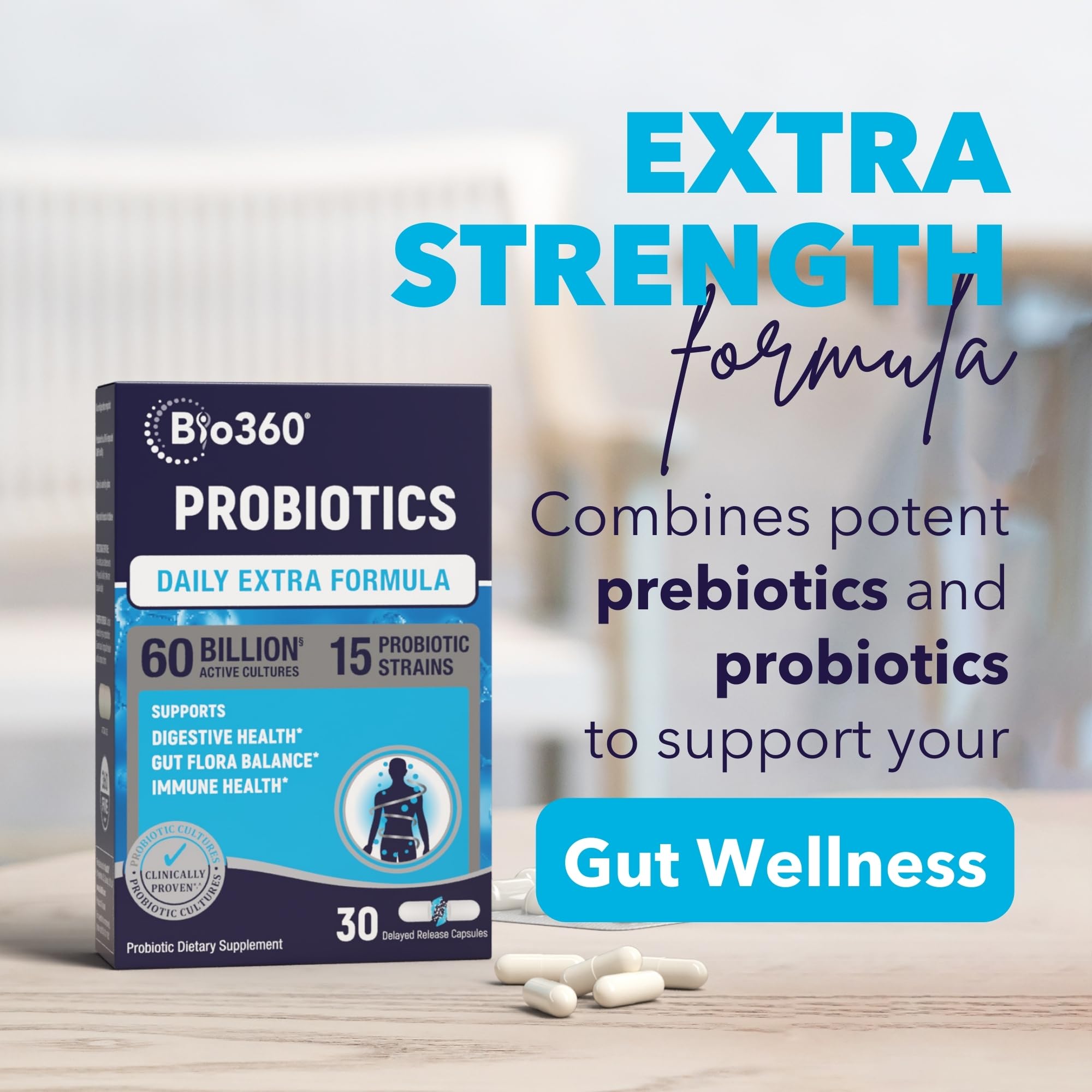 Extra Strength Probiotic for Digestive Health and Immune Support, 60 Billion CFU & 15 Strains, Gut Health Probiotics for Men and Women Supports Occasional Constipation, Diarrhea, Gas & Bloating, 30CT - OzHealthStandard