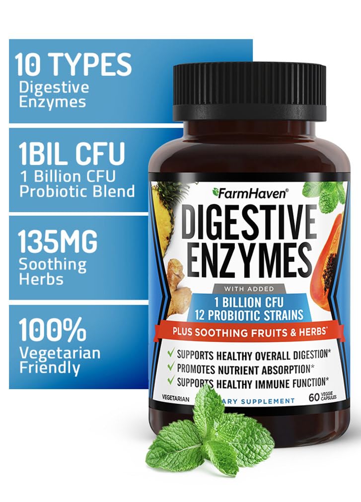 FarmHaven Digestive Enzymes with 18 Probiotics & Herbs | Papaya, Bromelain, Protease & More for Lactose Absorption & Better Digestion | Helps Bloating - OzHealthStandard