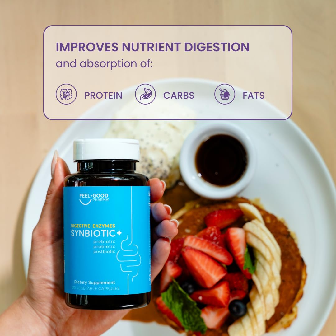 Feel Good Digestive Enzymes 4-in-1 Synbiotic+ – with Prebiotics, Probiotics & Postbiotics – Gut Health, Digestion & Bloating Relief - OzHealthStandard