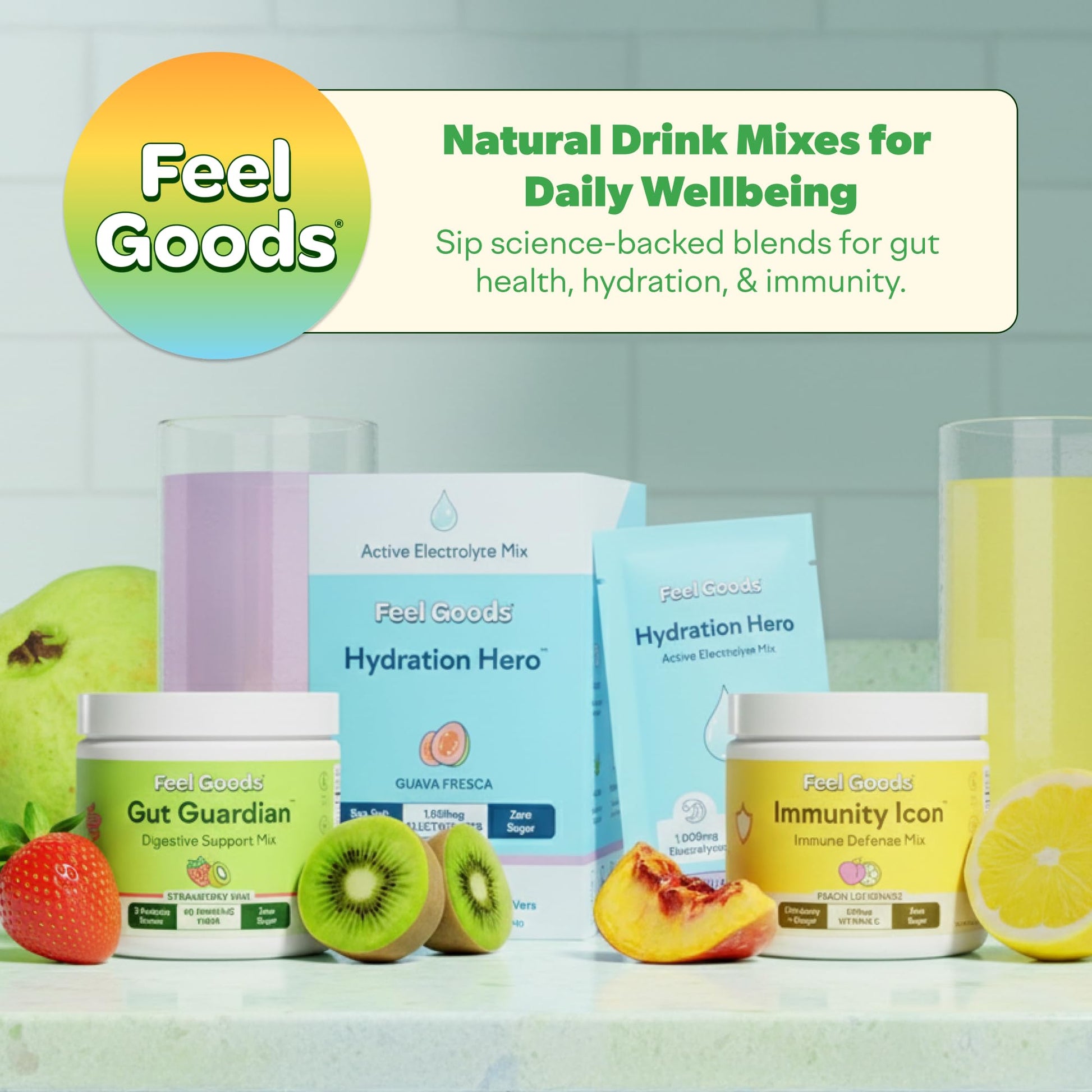 Feel Goods Gut Guardian, Gut Health Powder Packets - Probiotic Fiber Powder with Prebiotics & L Glutamine for Digestive Health, Bloating Relief & Digestion Support - Zero Sugar & Organic Flavor - OzHealthStandard