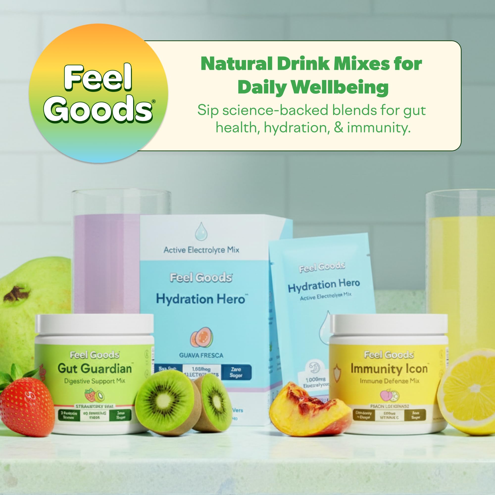 Feel Goods Gut Guardian, Gut Health Powder Packets - Probiotic Fiber Powder with Prebiotics & L Glutamine for Digestive Health, Bloating Relief & Digestion Support - Zero Sugar & Organic Flavor - OzHealthStandard