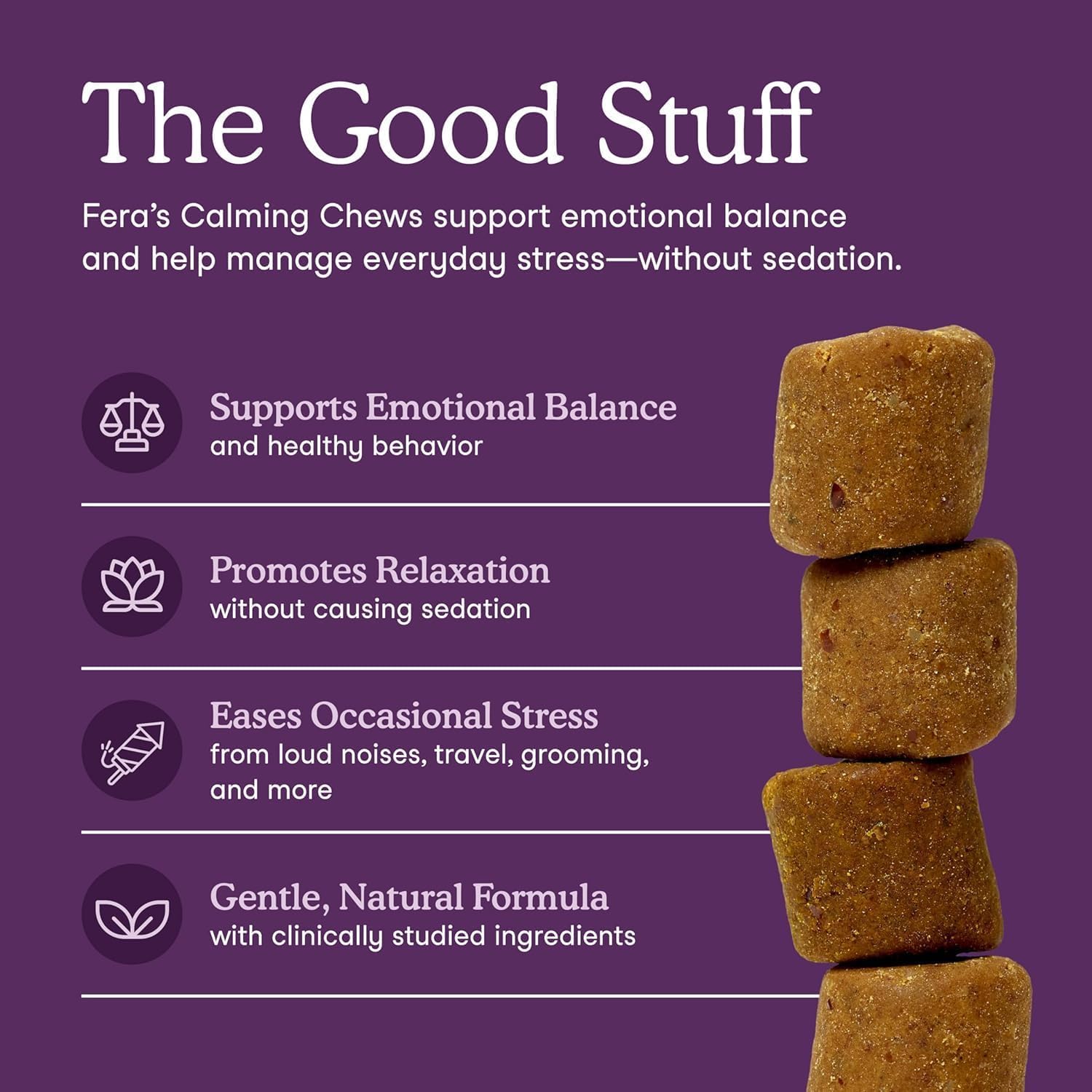 Fera Pets Dog Calming Chews - Helps Manage Everyday Stress & Separation - Promotes Relaxation - Ashwagandha & Priome® Mental Wellbeing Postbiotic Blend - 30 Soft Chews - OzHealthStandard
