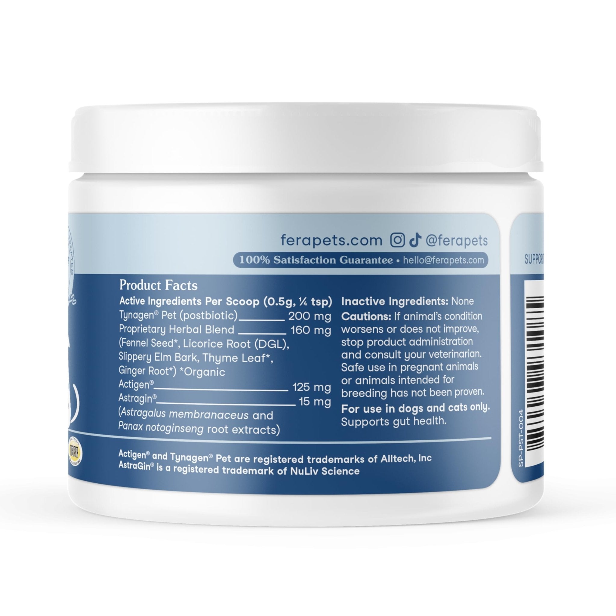 Fera Pets Postbiotics Plus Prebiotics for Dogs & Cats - with Slippery Elm - Promotes Optimal Digestive Health & Inflammatory Response - Enhances Immunity - 120 Scoops - OzHealthStandard